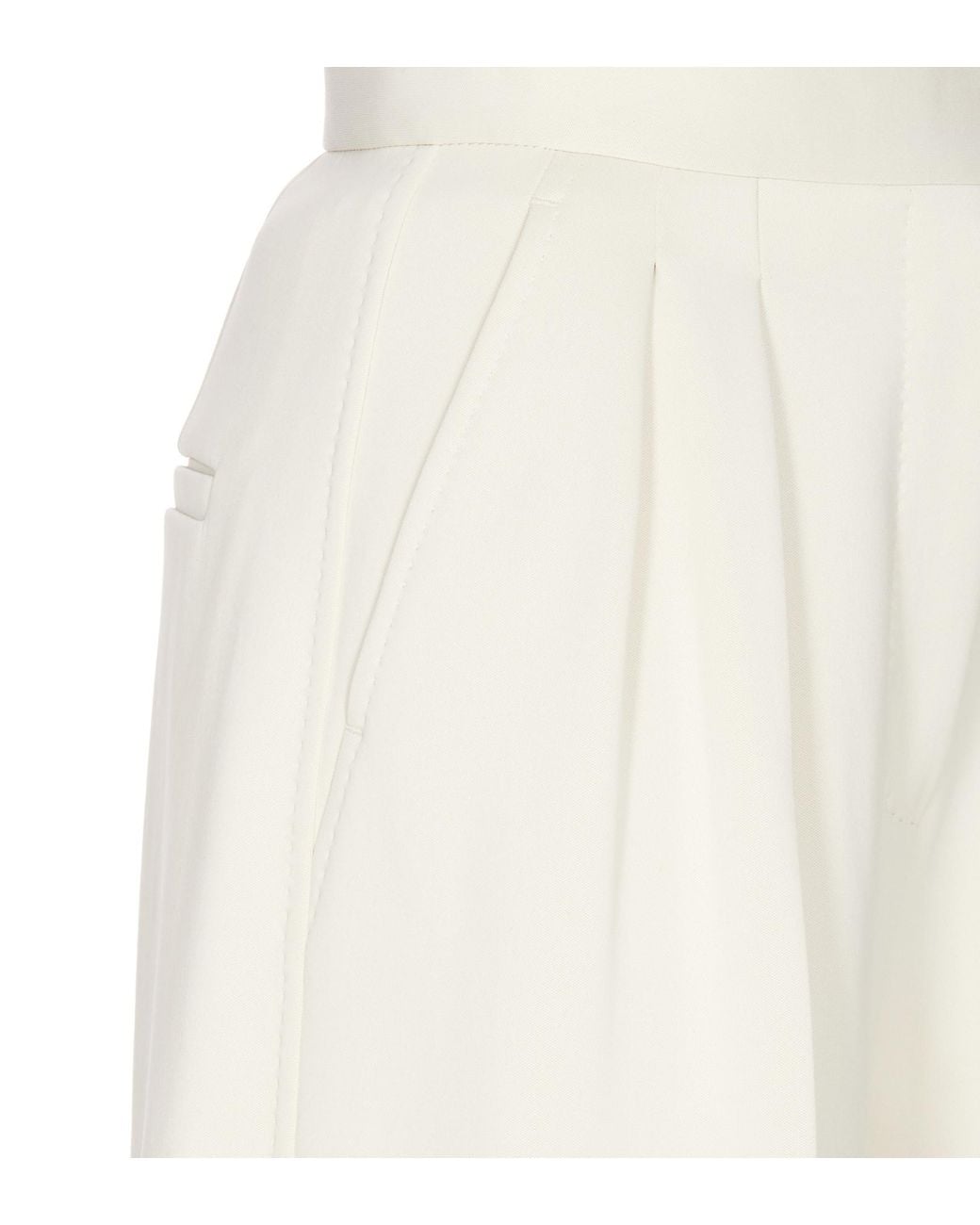 Max Mara White Zinnia Pleat Detailed High Waist Pants