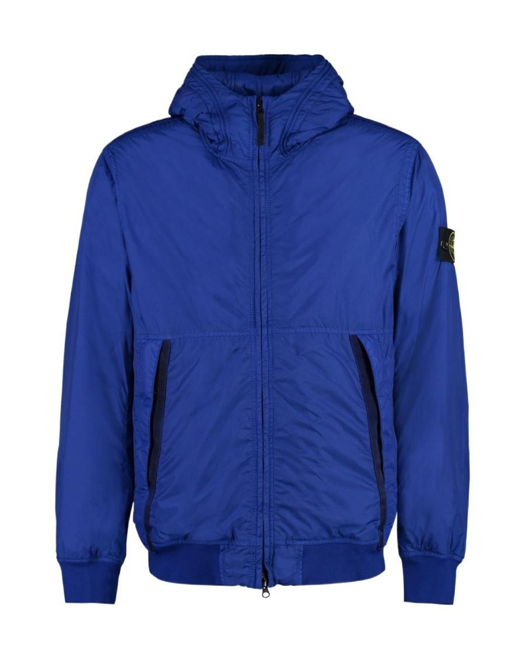 Stone Island Blue Compass-Patch Zip-Up Bomber Jacket for men