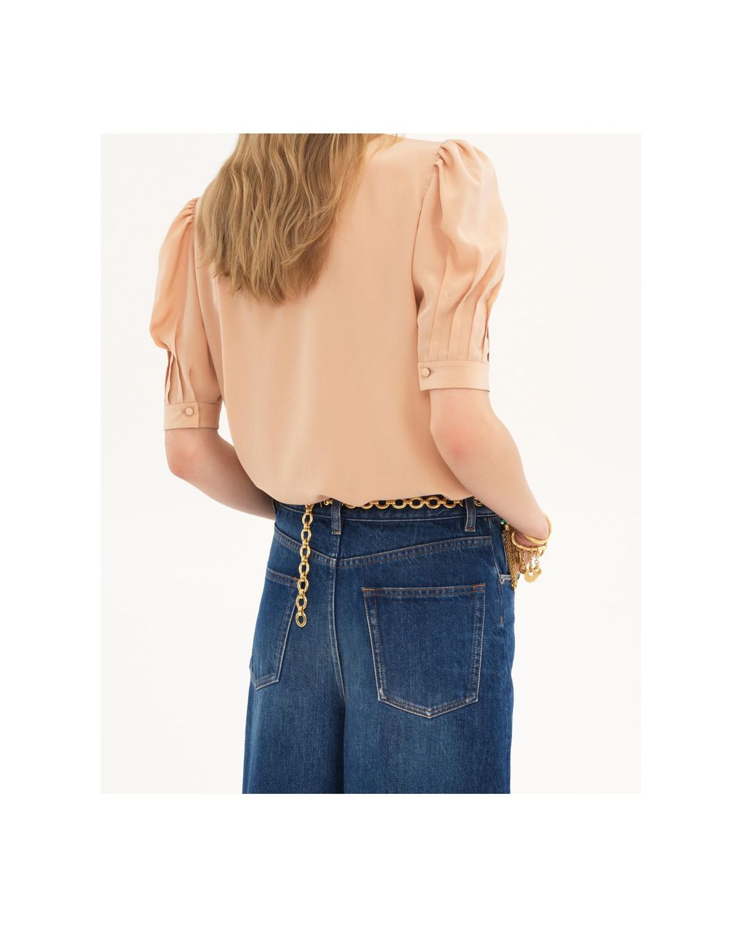 Chloé Natural Chloé Tied-Neck Puff Sleeved Blouse