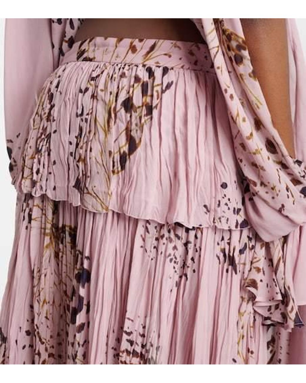 Blumarine Pink Printed Asymmetric Georgette Maxi Skirt
