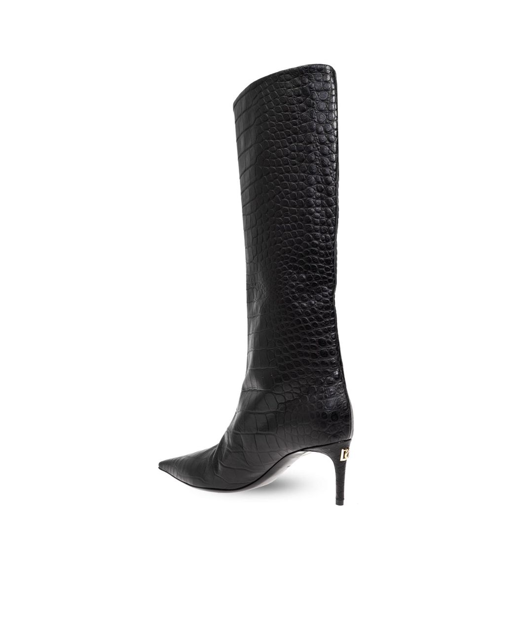 Dolce & Gabbana Black Dg Logo Plaque Embossed Boots