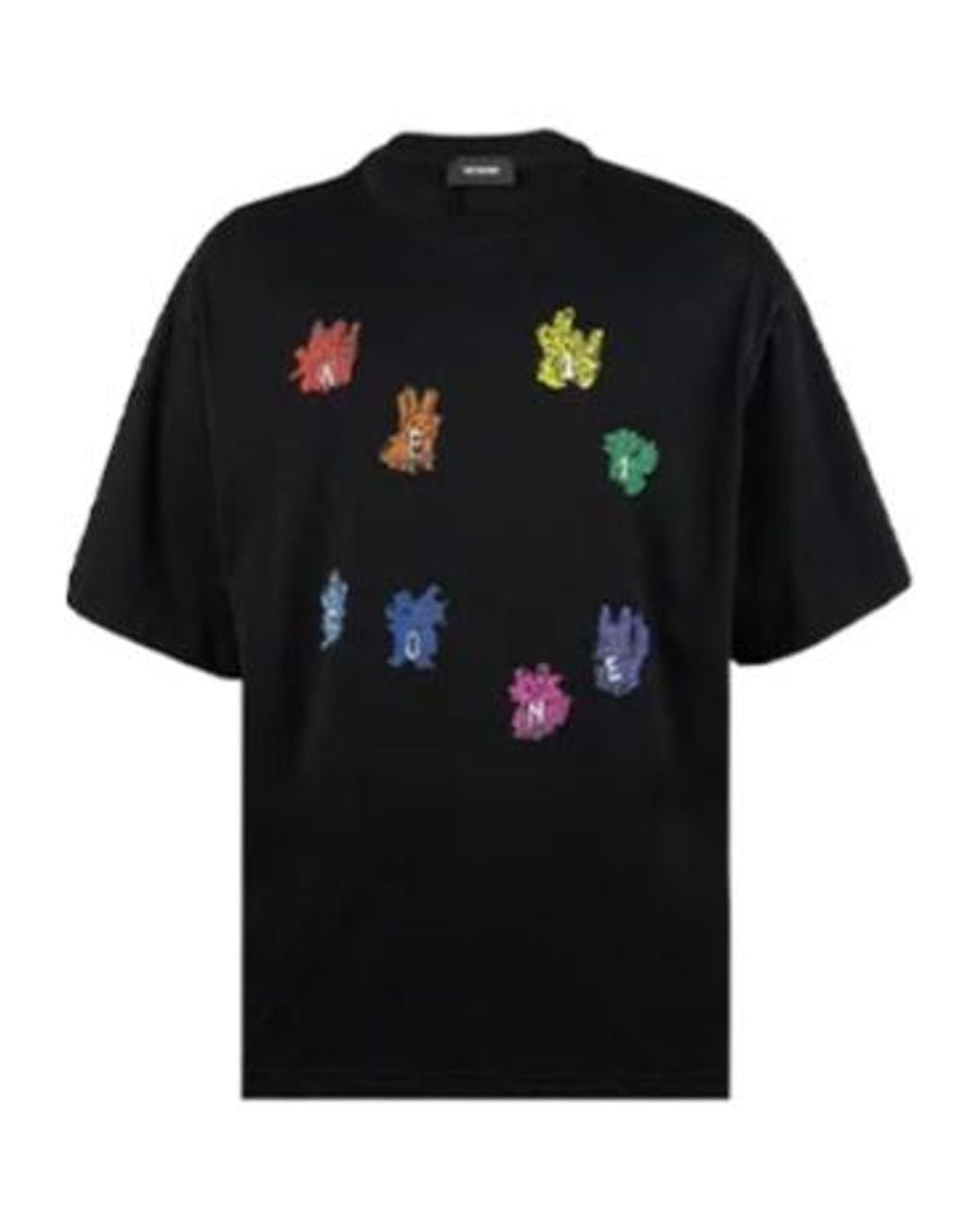 we11done Black Sticker-Monster T-Shirt for men