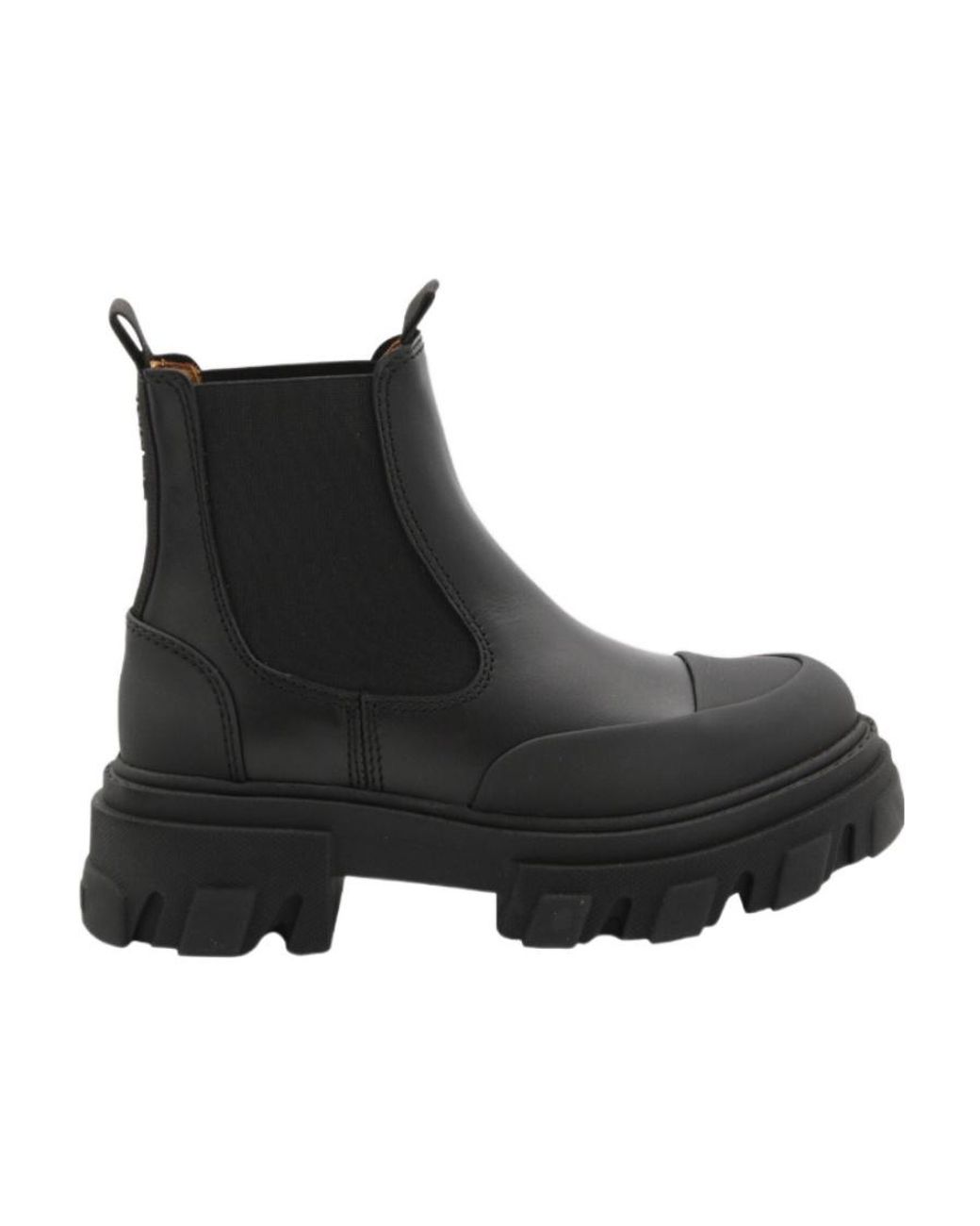 Ganni Black Cleated Low Chelsea Boots