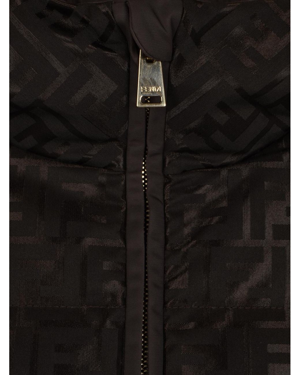 Fendi Brown Ff Jacquard Hooded Padded Jacket