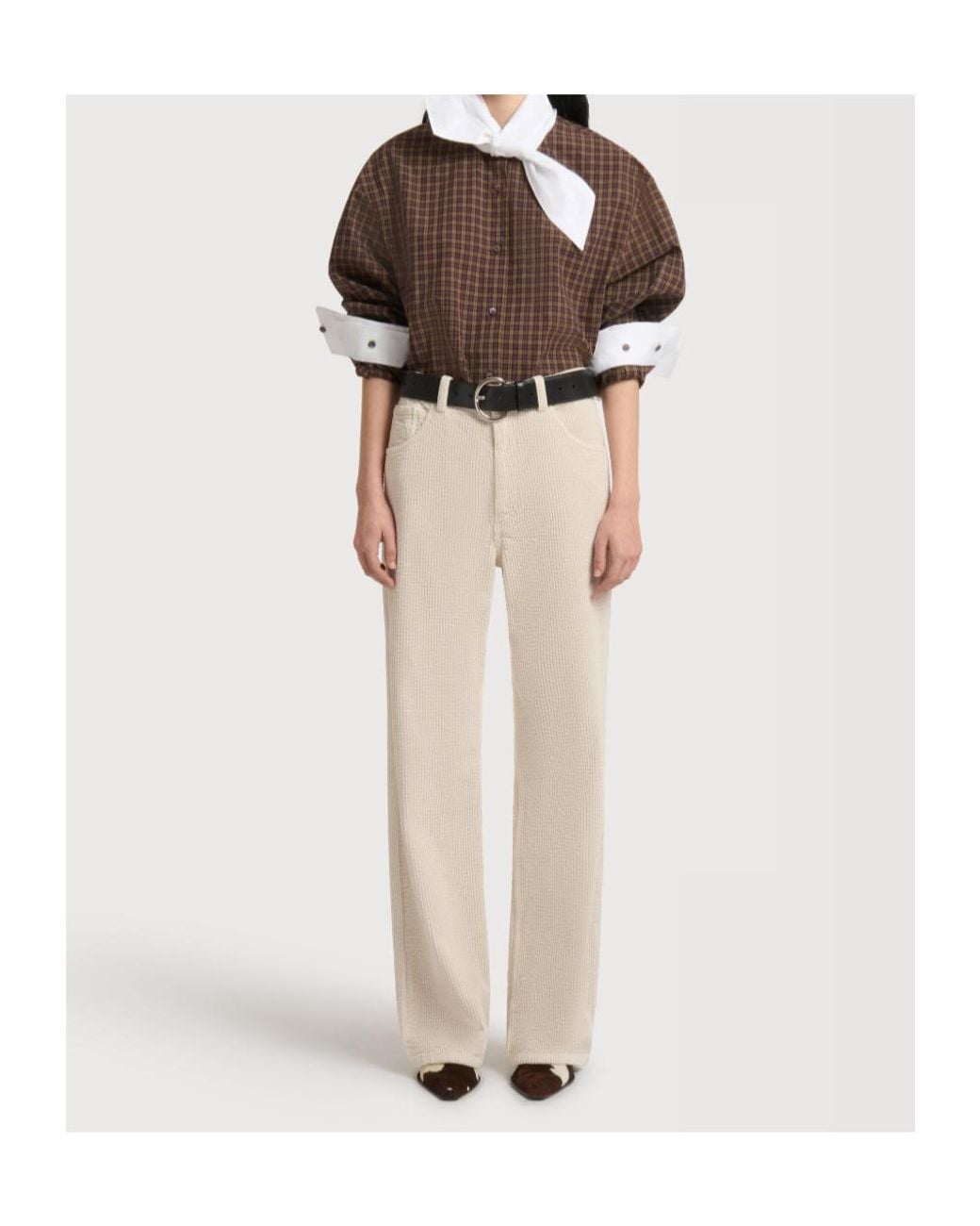 Marni Natural Corduroy Straight-Leg Pants