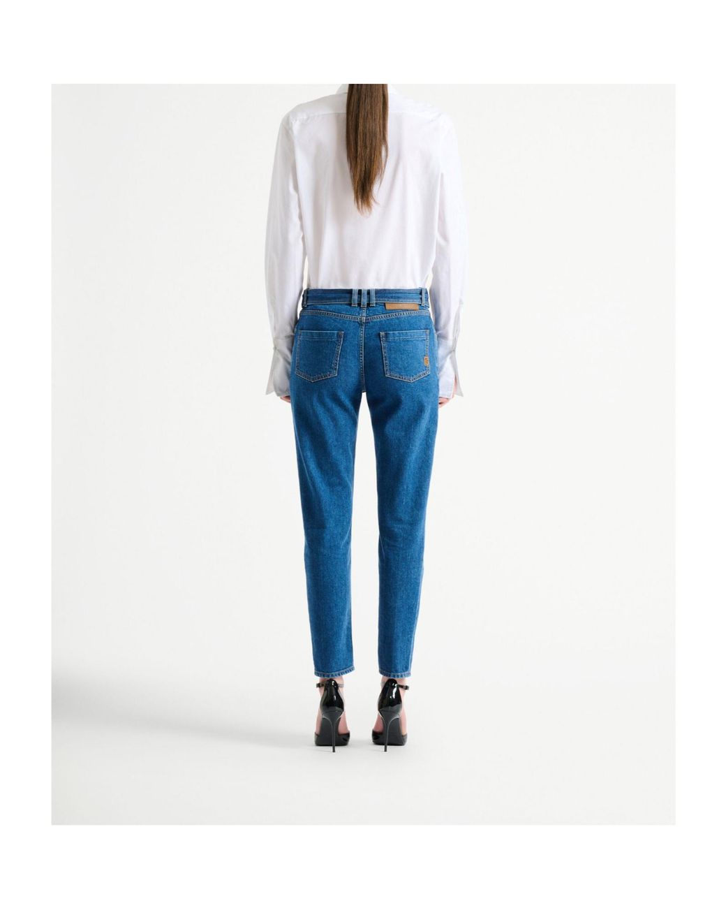 Balmain Blue Belted Mid-Rise Slim Jeans
