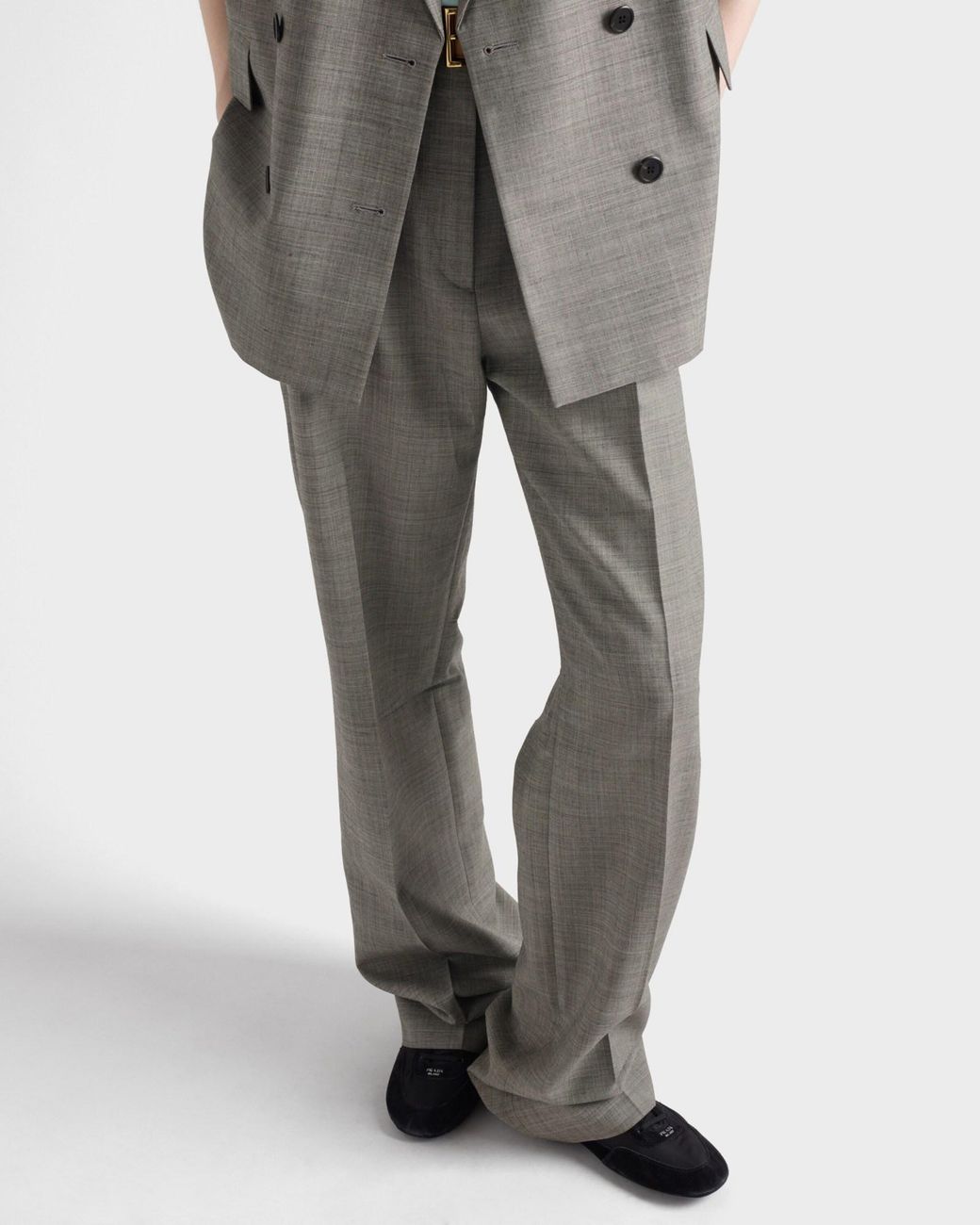 Prada Gray Pleated Tailored Trousers