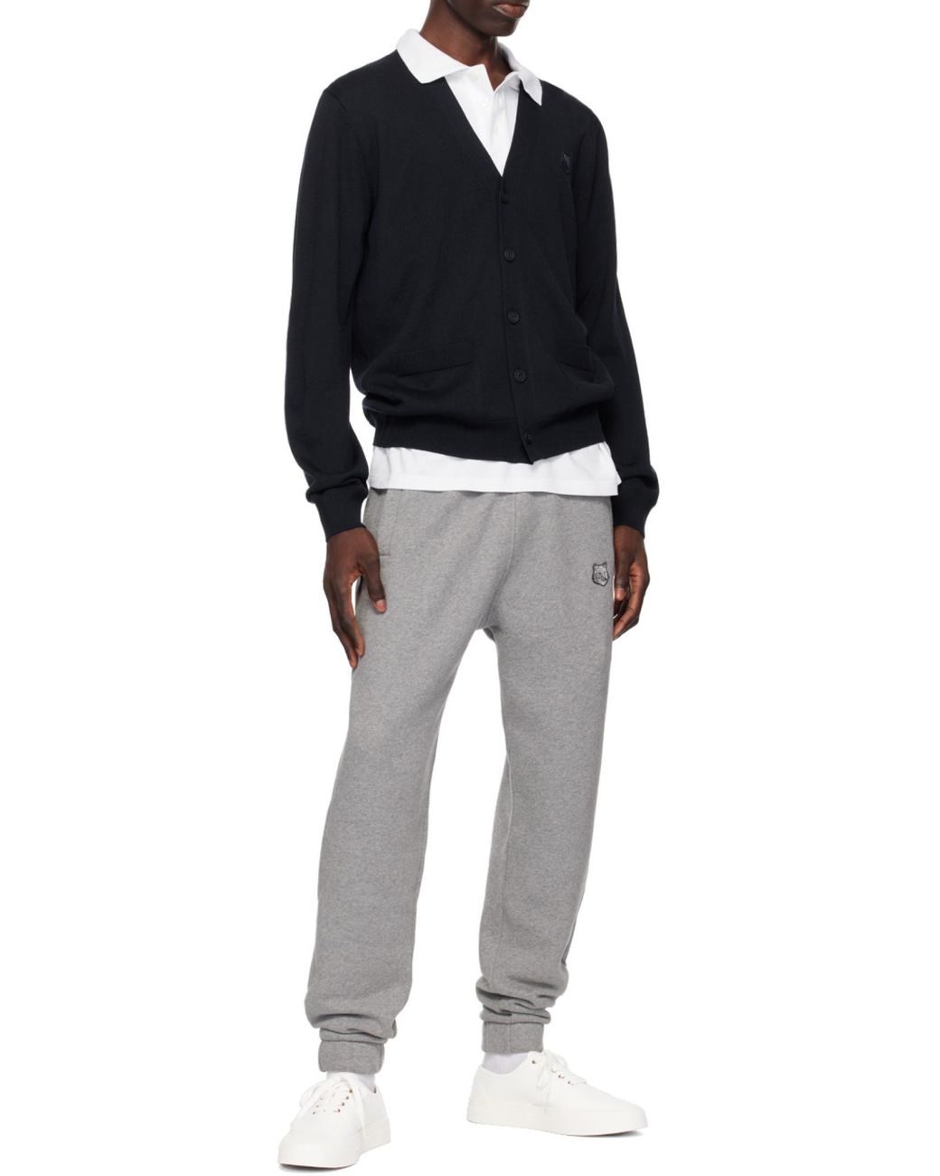 Maison Kitsuné Blue Maison Kitsuné Fox Head Patch Knit Cardigan for men