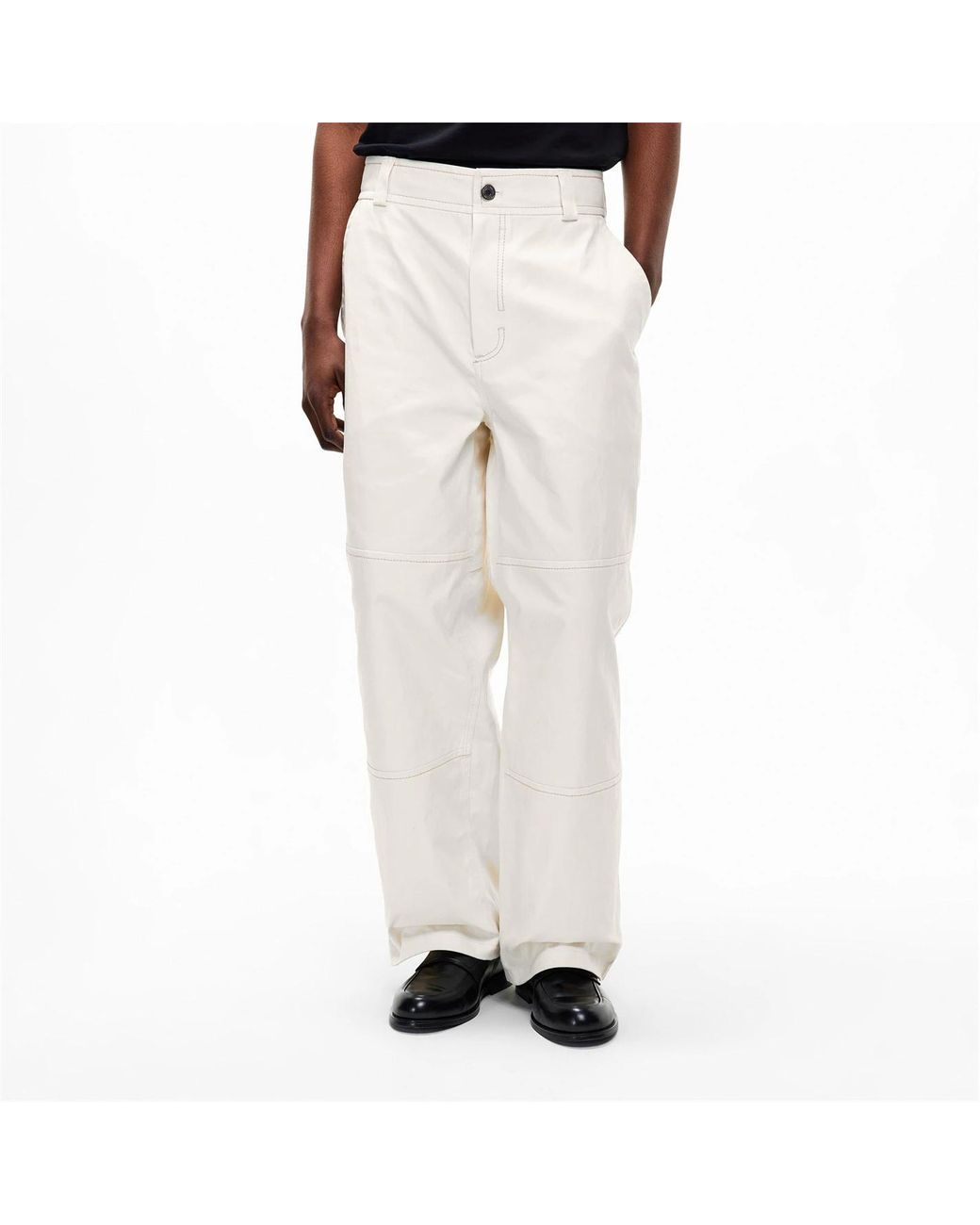 AMI White Worker Pant Straight Leg Trousers for men