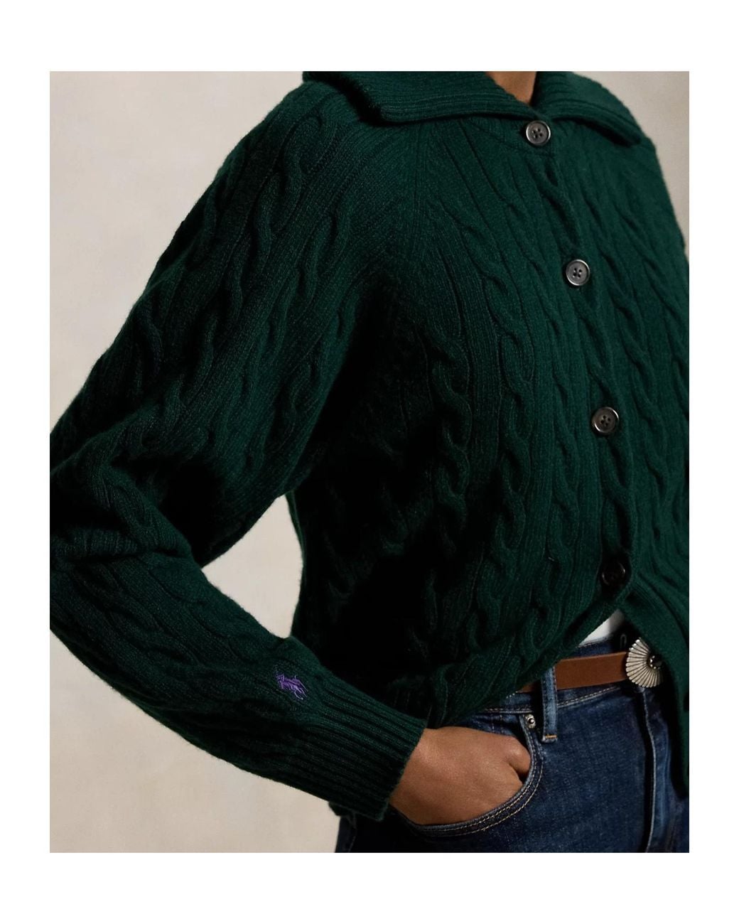 Polo Ralph Lauren Green Cable Knit Button Cardigan