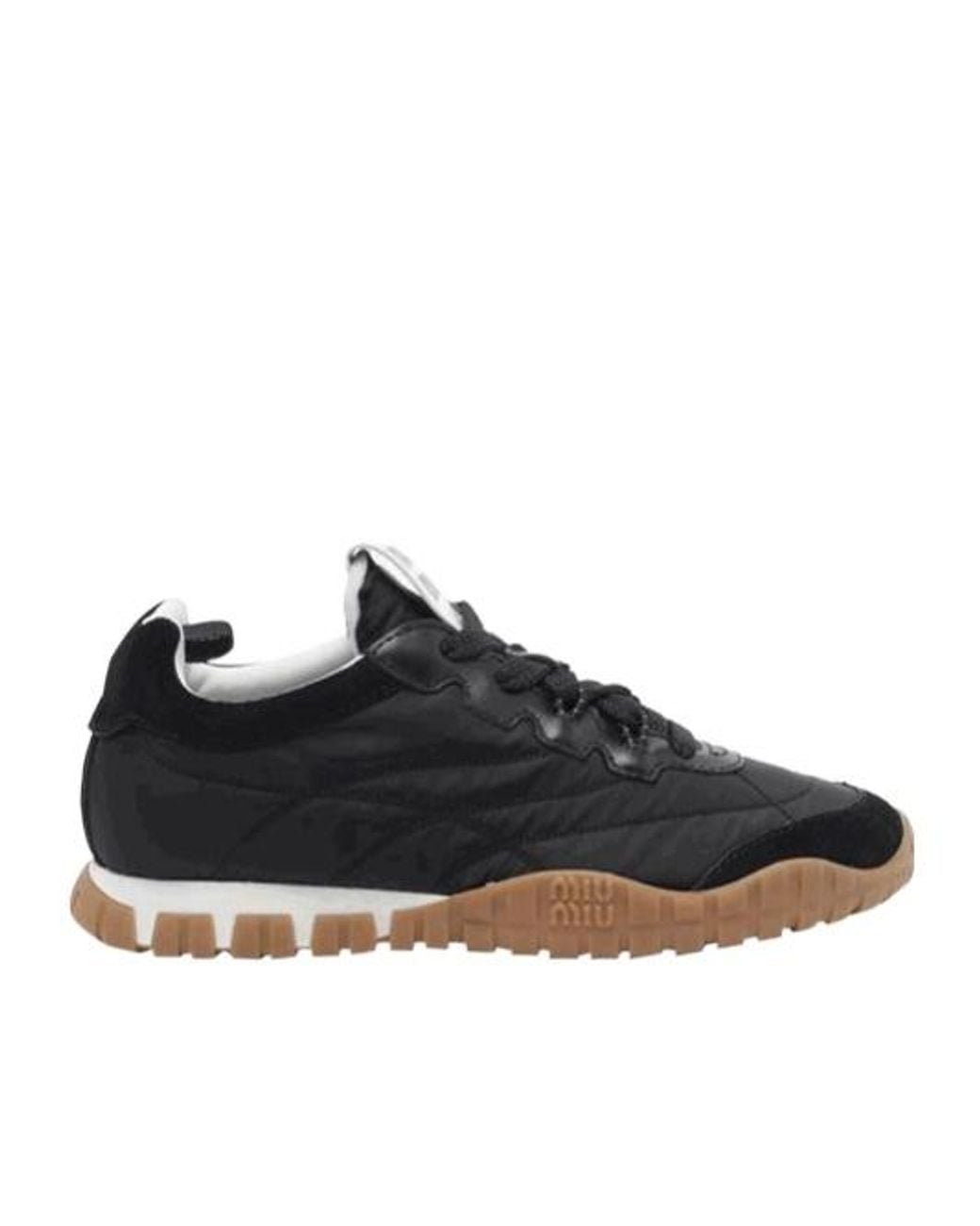 Miu Miu Black Lace-Up Sneakers