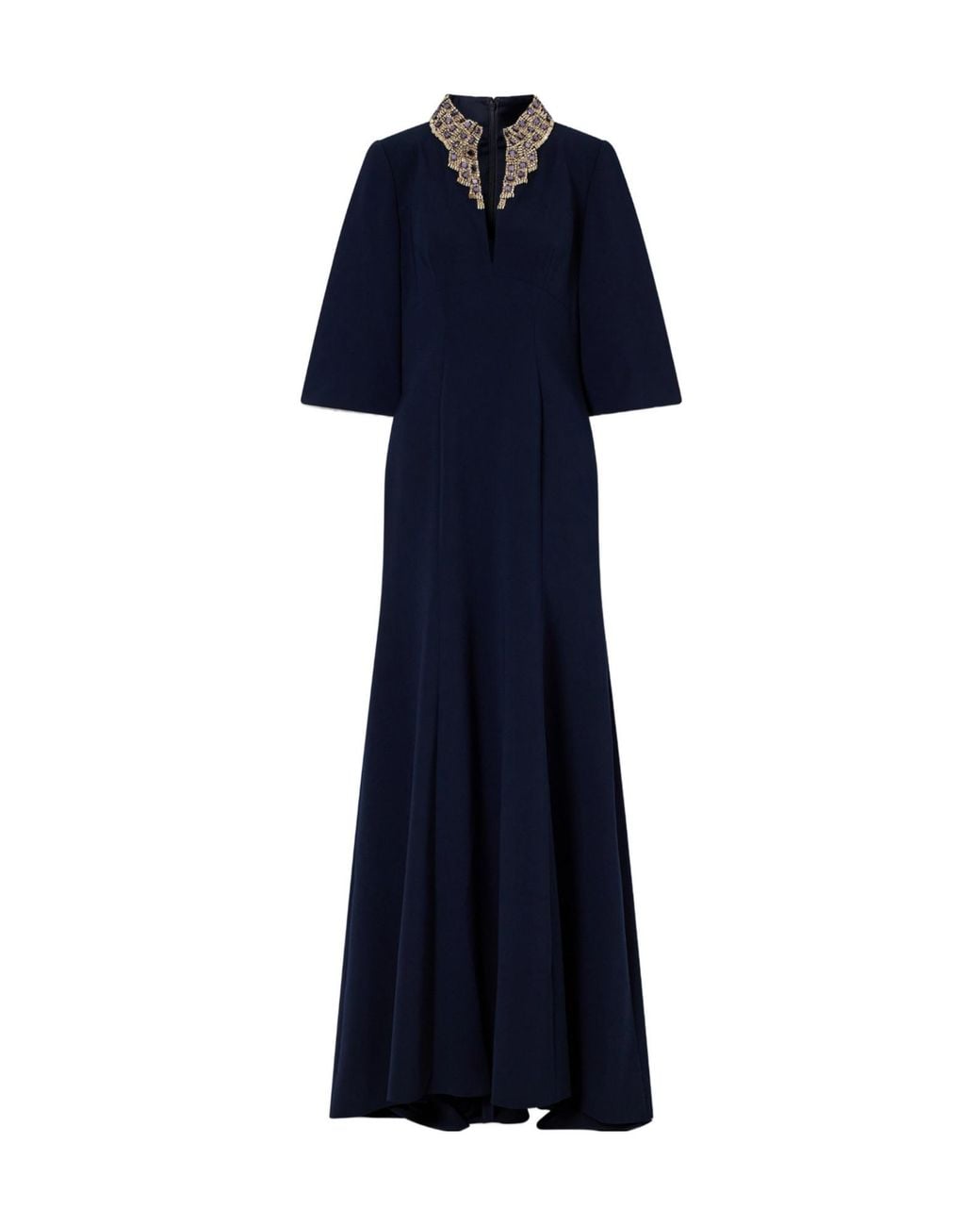 Jenny Packham Blue Nyota Crystal-Embellished Crepe Gown