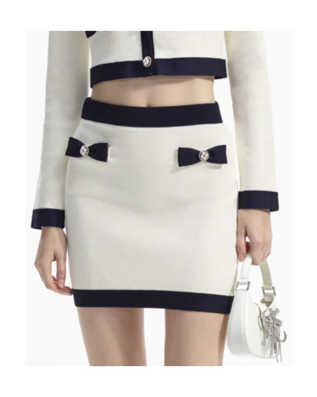 Self-Portrait Blue Bow-Detailed Mini Skirt