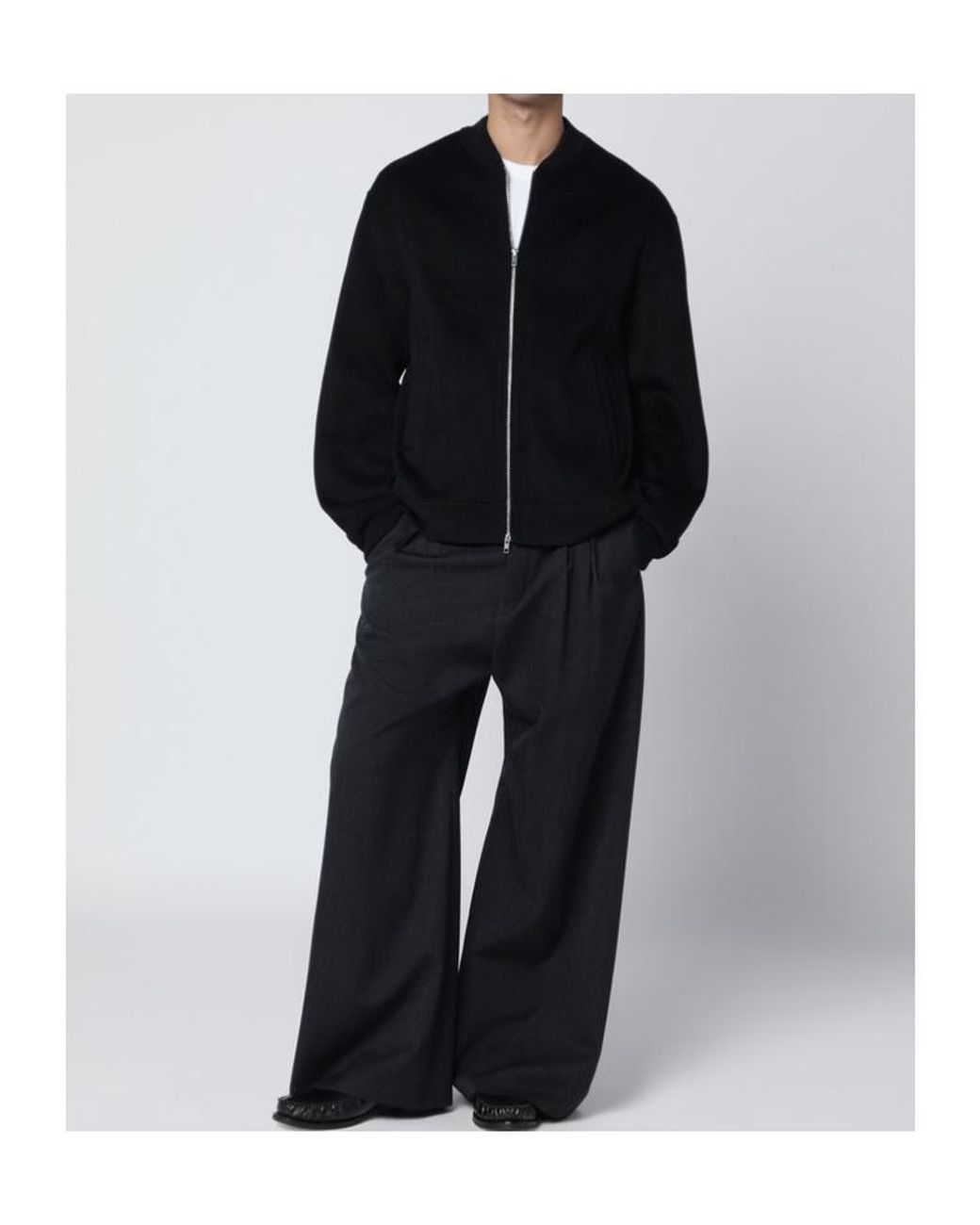 Soft Goat Black Ribbed Zipper Casual Jacket for men