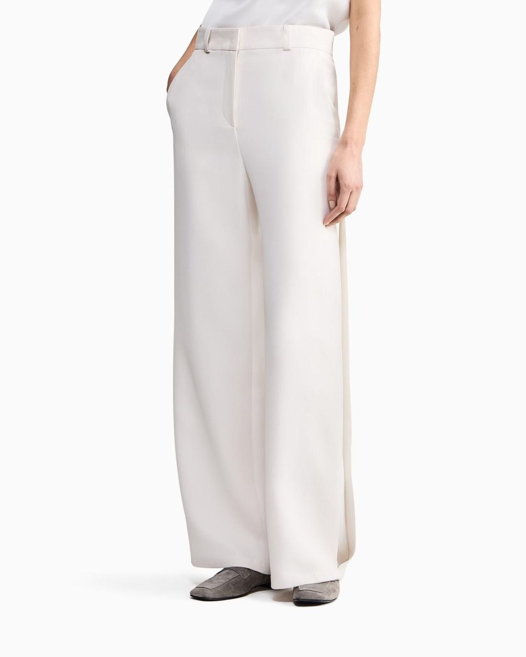 Giorgio Armani White Wide-Leg Palazzo Pants