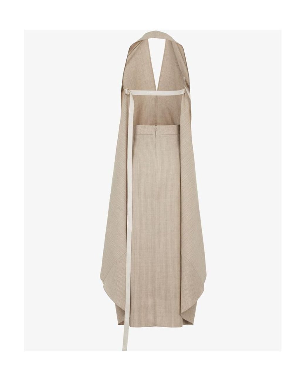 Fendi Natural Draped Cape Detailed Backless Dress