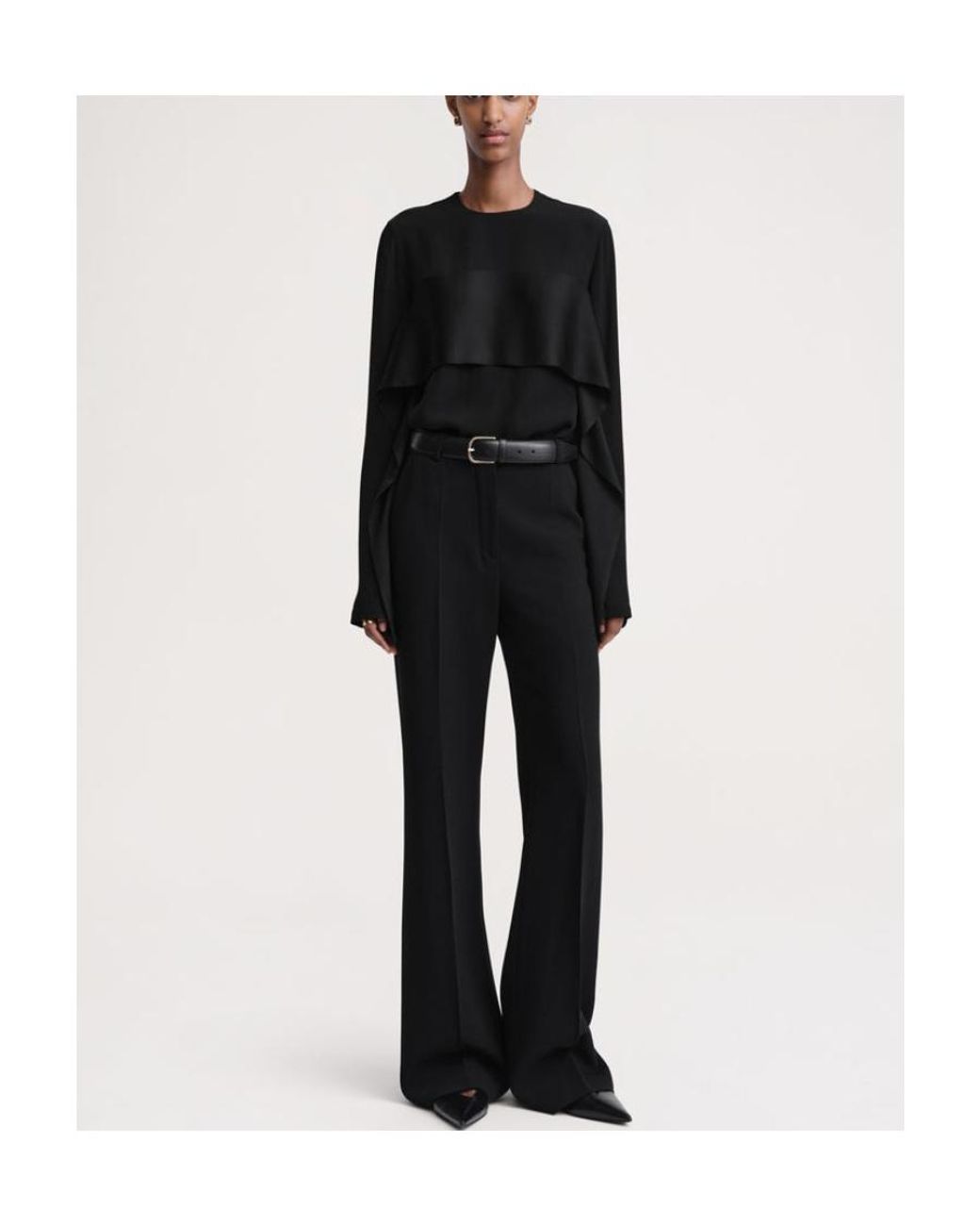 Totême Black Totême Rear-Tie Fastened Long-Sleeved Top