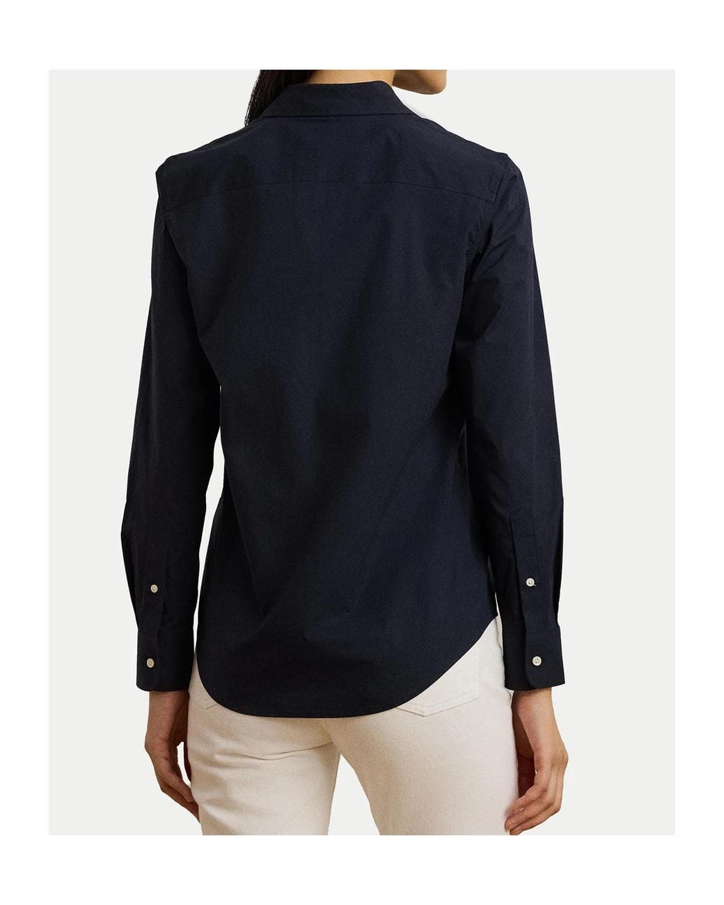 Ralph Lauren Blue Lauren Long-Sleeved Curved Hem Shirt