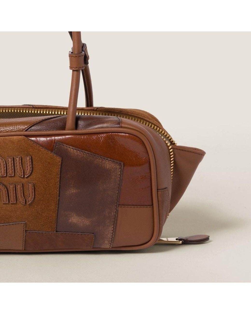 Miu Miu Brown Beau Leather Patchwork Bag