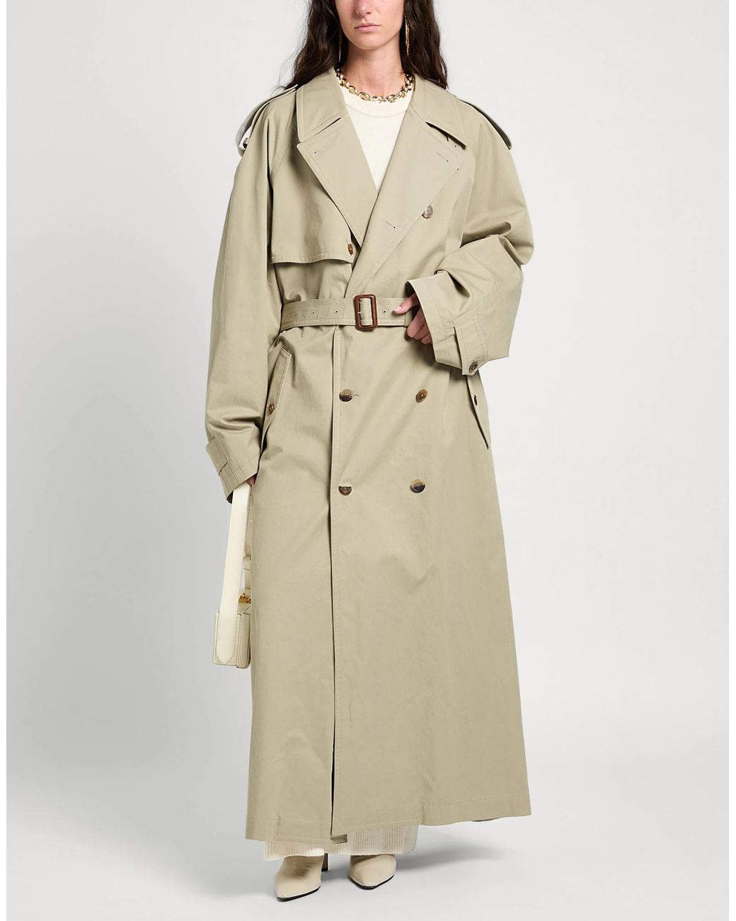 Balenciaga Natural Solid Color Trench Coat