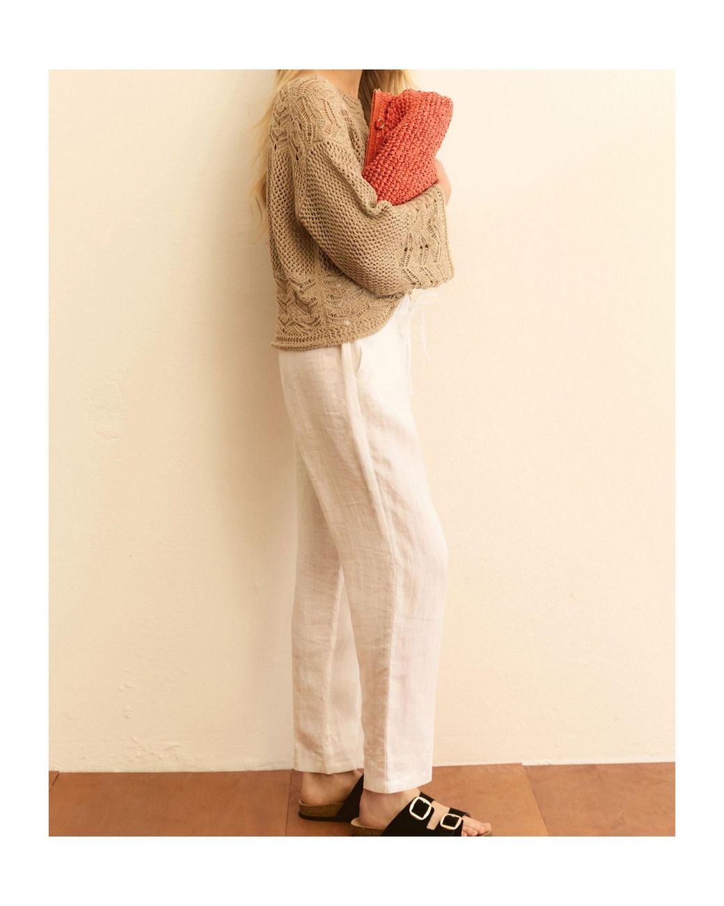 Marella Natural Linen Canvas Joggers
