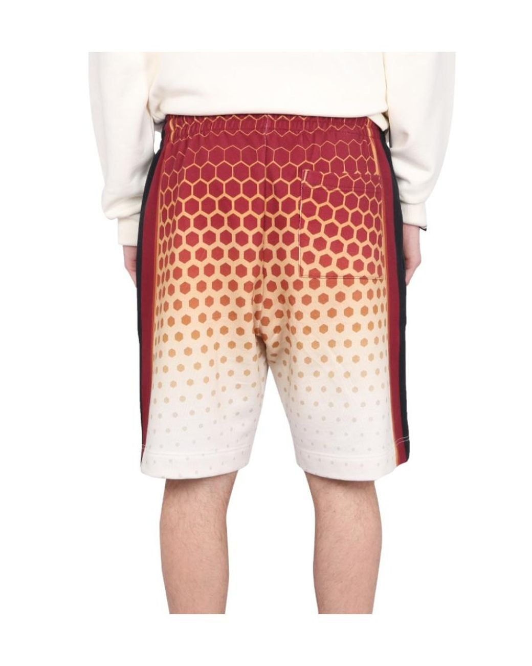 Dries Van Noten Red Logo Printed Drawstring Bermuda Shorts for men