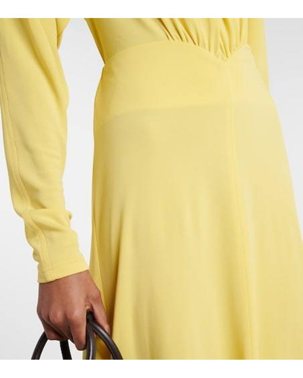 Stella McCartney Yellow Draped Jersey Midi Dress