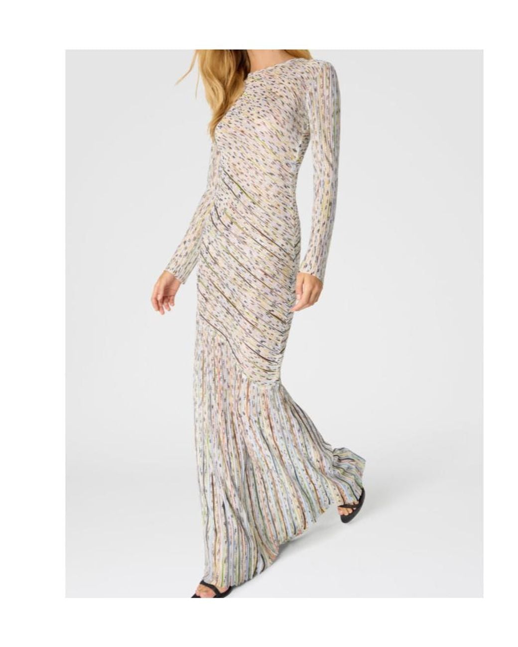 Missoni White Pleated Long-Sleeved Maxi Dress