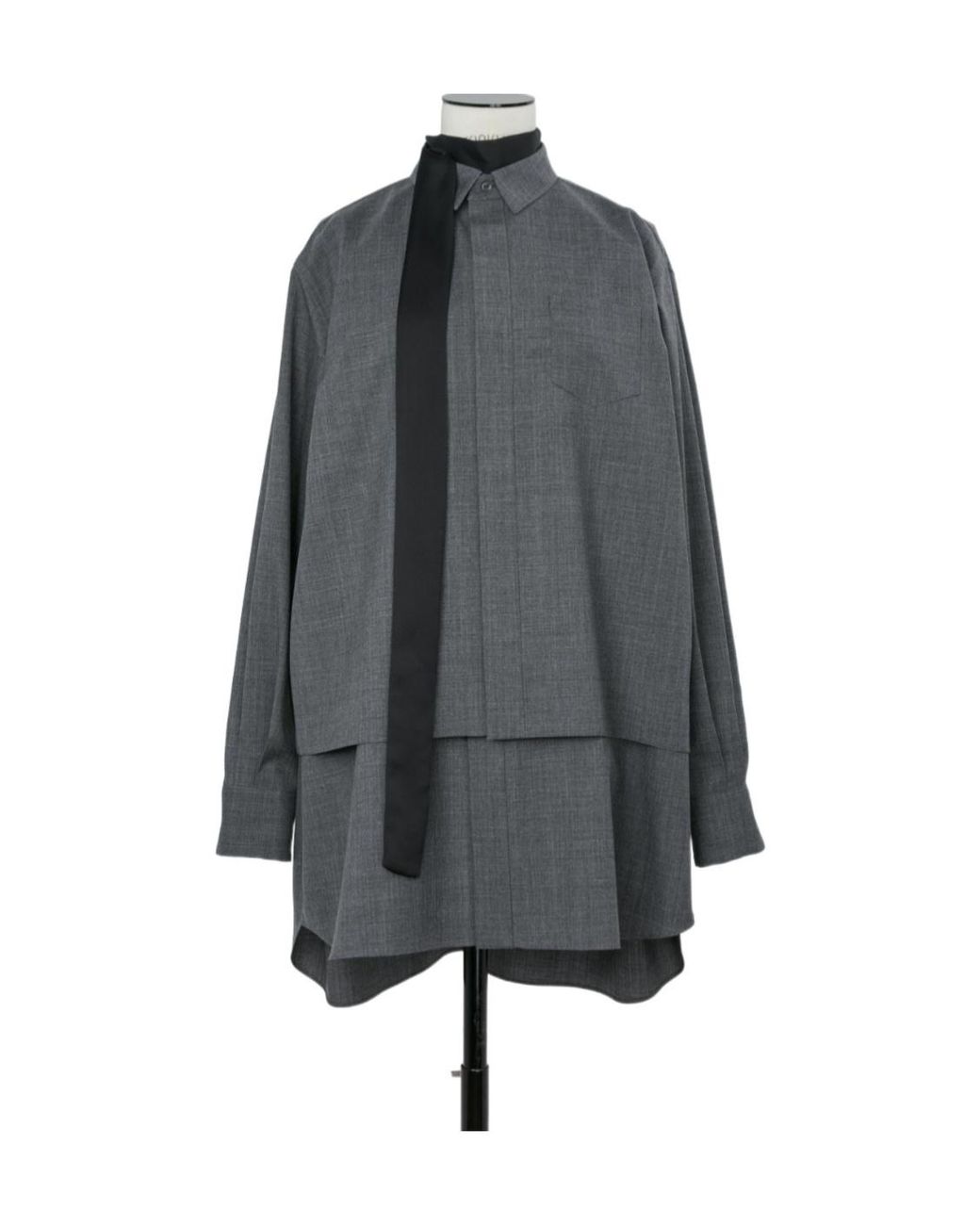 Sacai Gray Long-Sleeved Suiting Dress