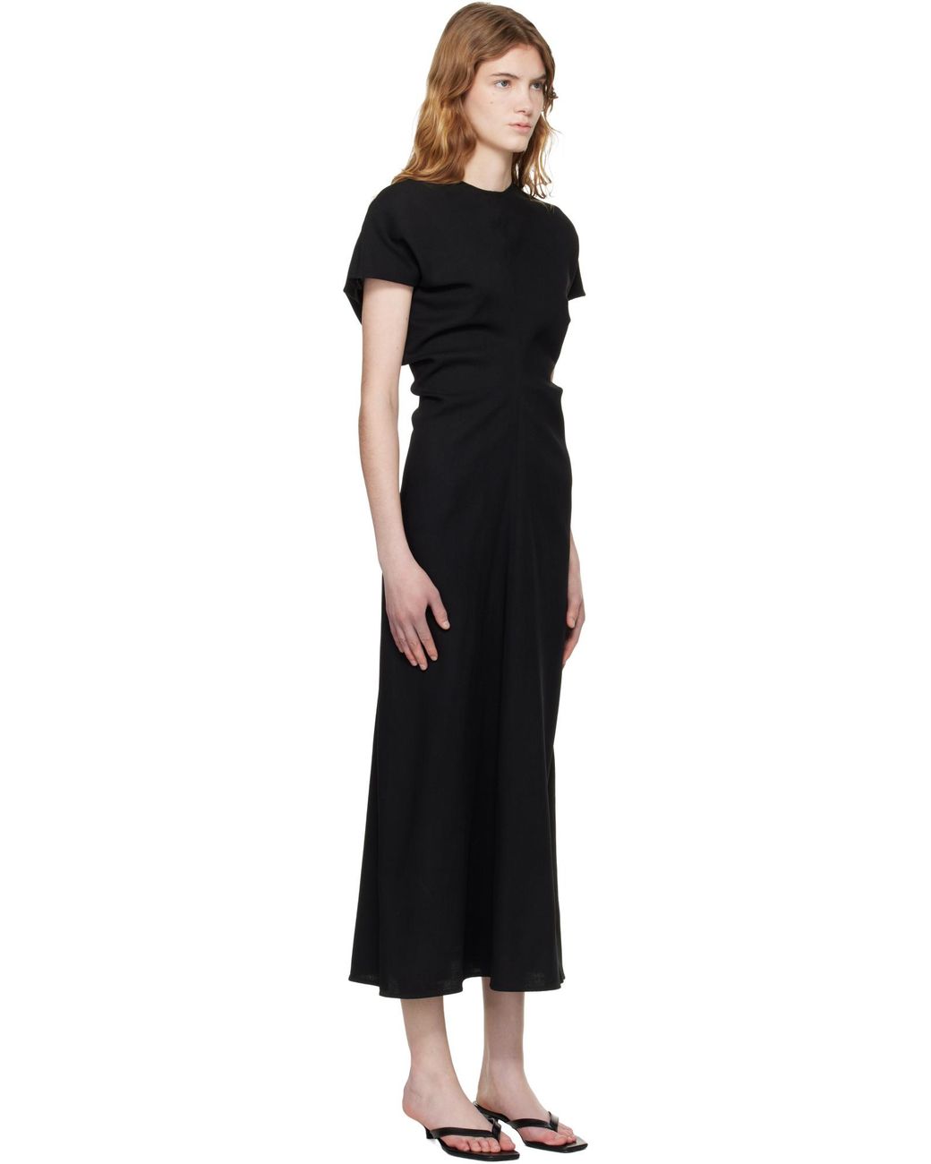 Totême  Black Short-sleeve Midi Dress