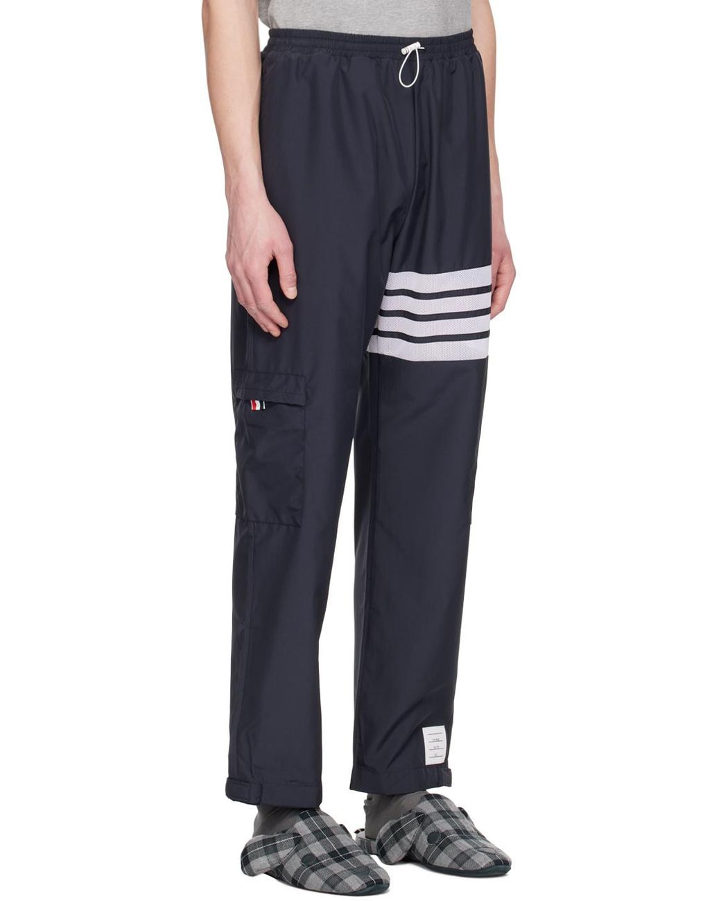 Thom Browne Blue High Waist 4-Bar Striped Track Pants for men