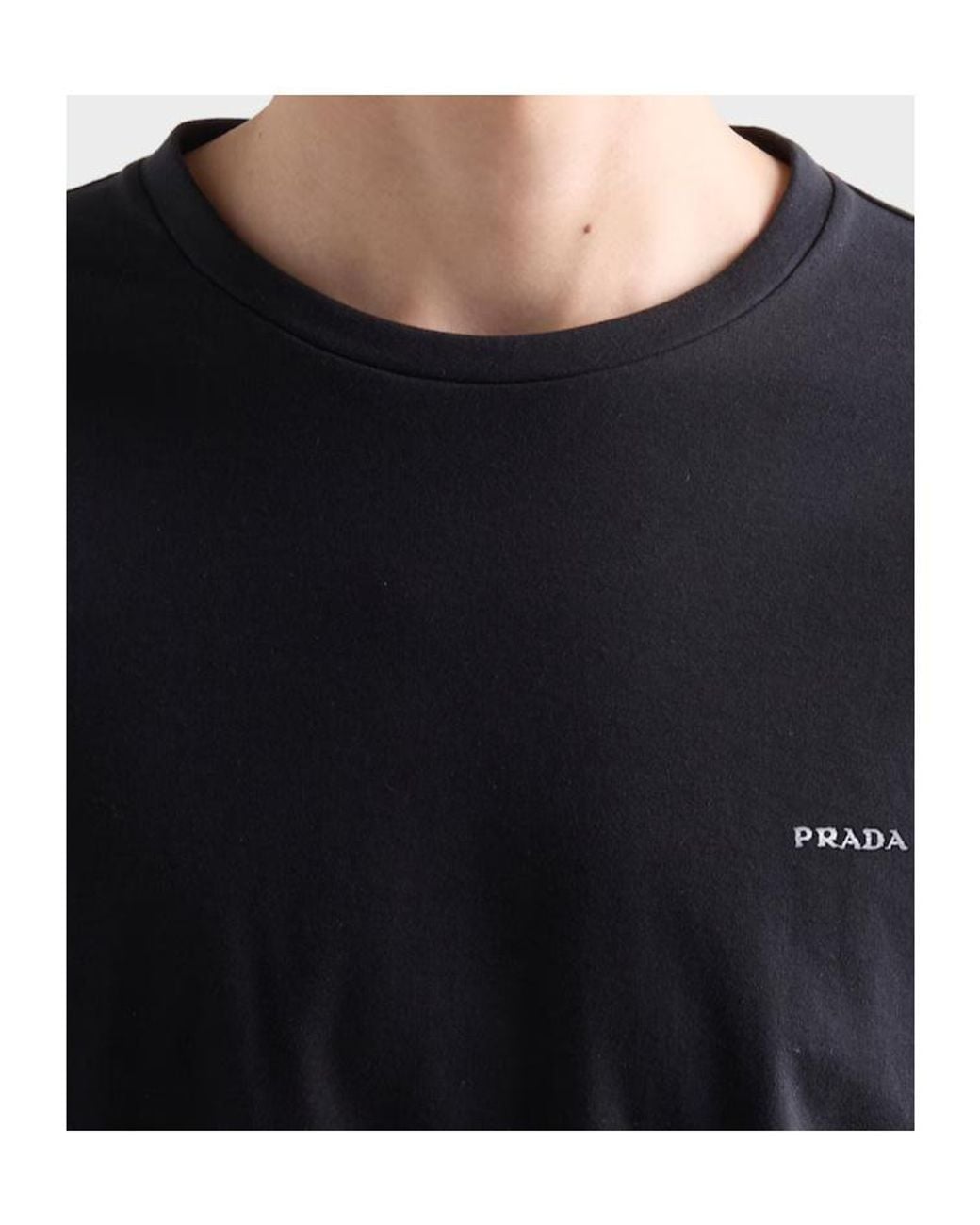 Prada Black Logo-Embroidered Short-Sleeve T-Shirt for men