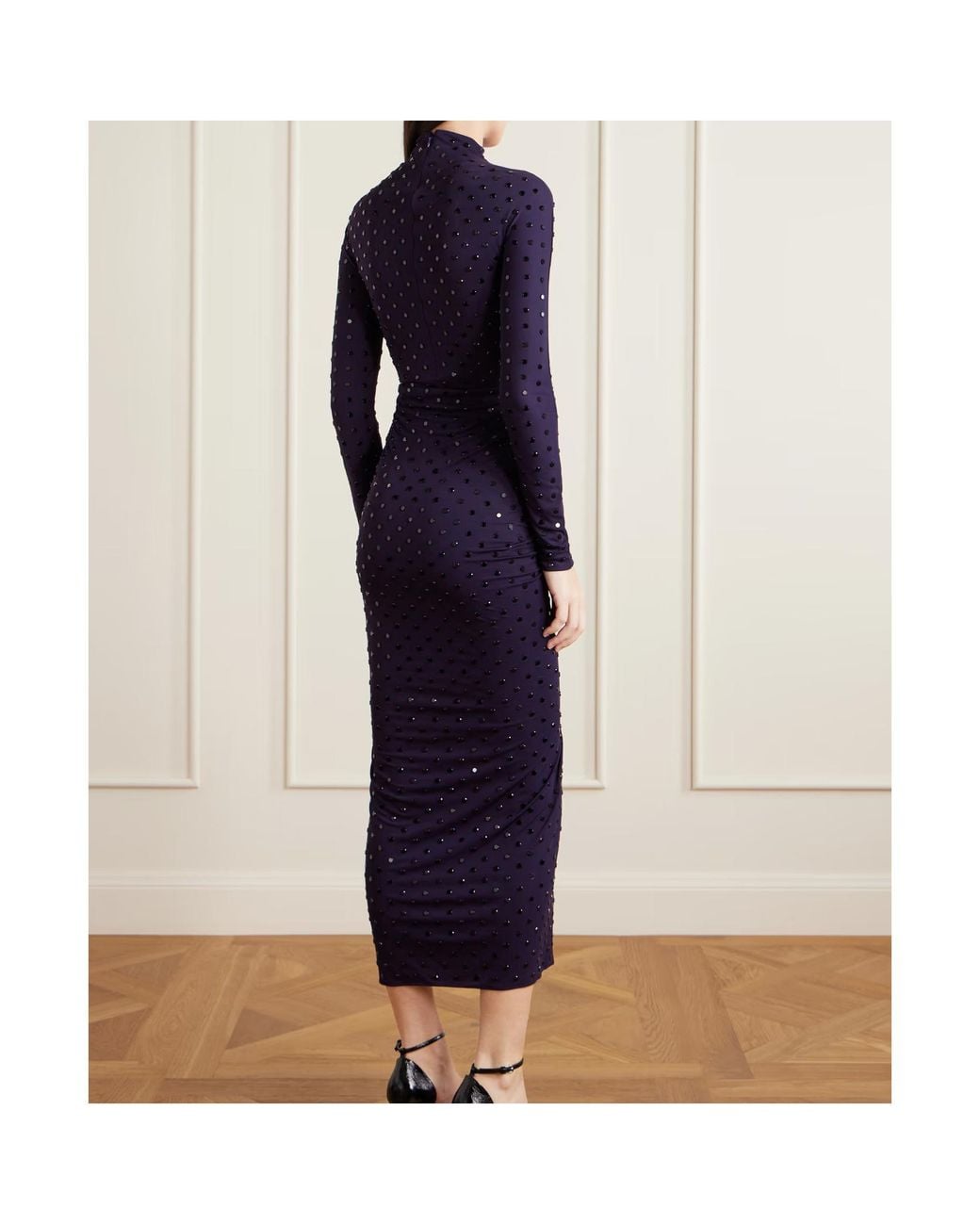 Alaïa Blue Crystal-Embellished Knitted Midi Dress