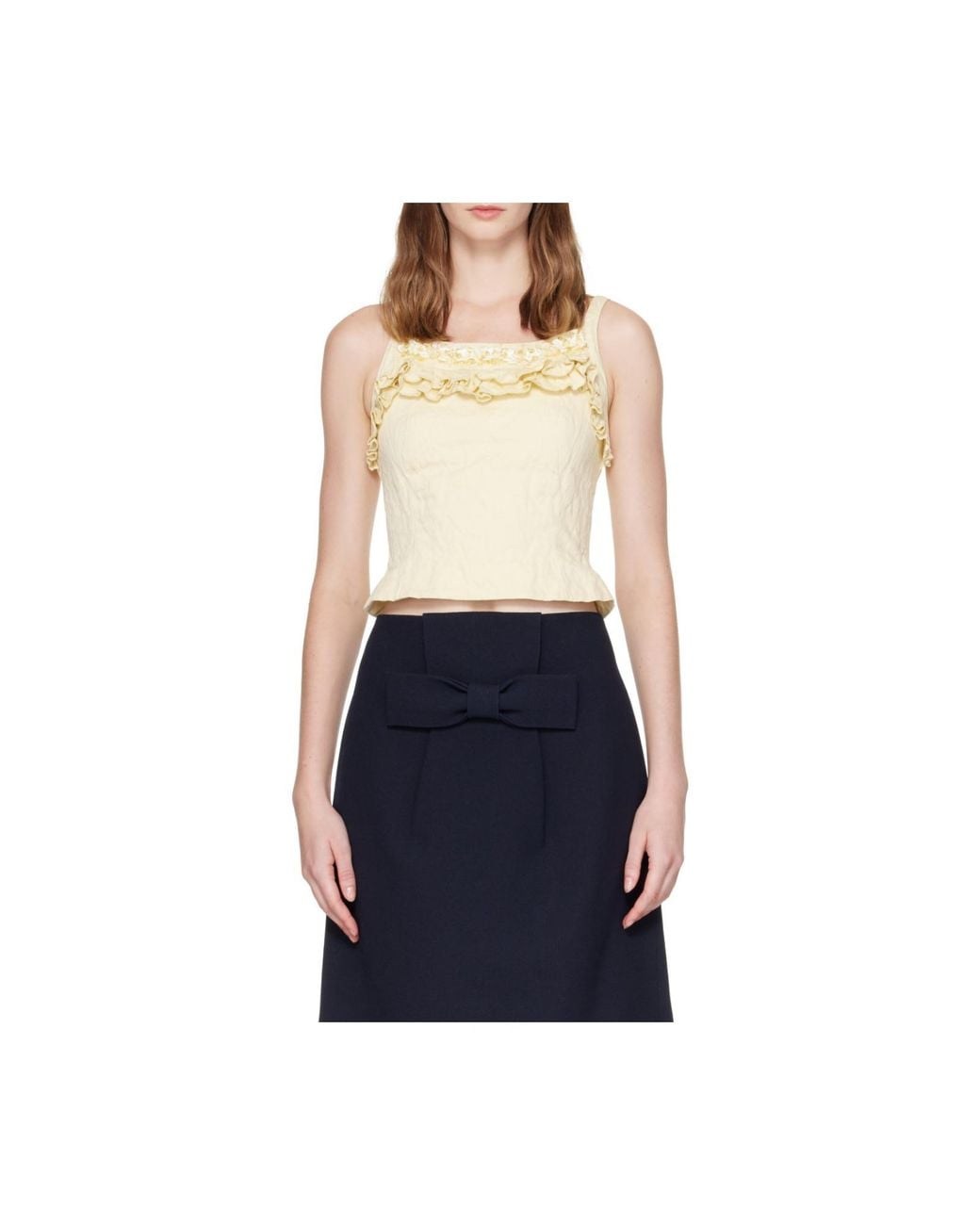 ShuShu/Tong Natural Ruffled Sleeveless Top