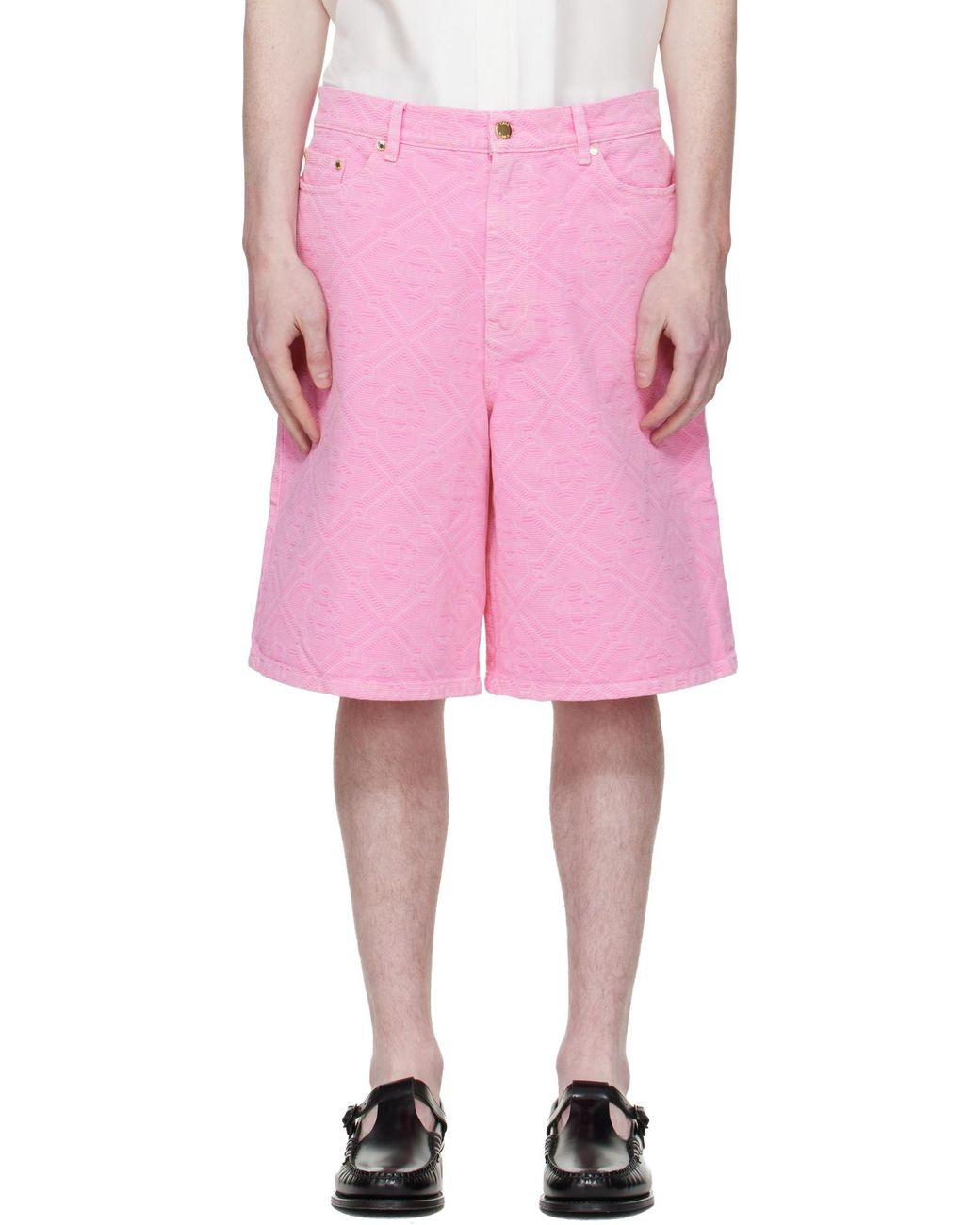 Casablanca Pink Embossed Bermuda Shorts for men