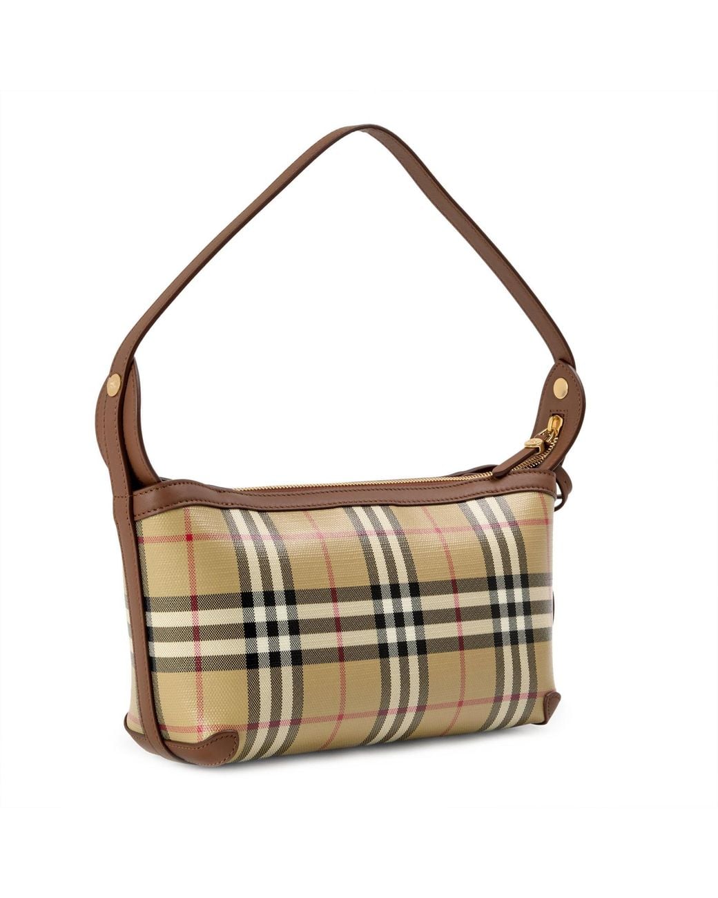 Burberry White Plaid Hobo Shoulder Bag