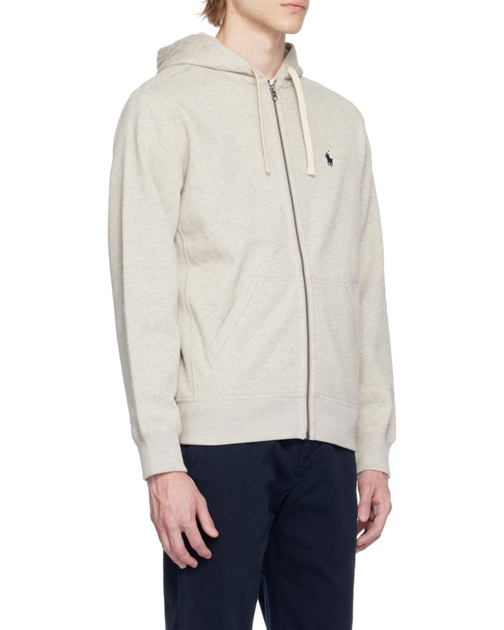 Ralph Lauren Gray Polo Pony Embroidered Zipper Hooded Casual Jacket for men