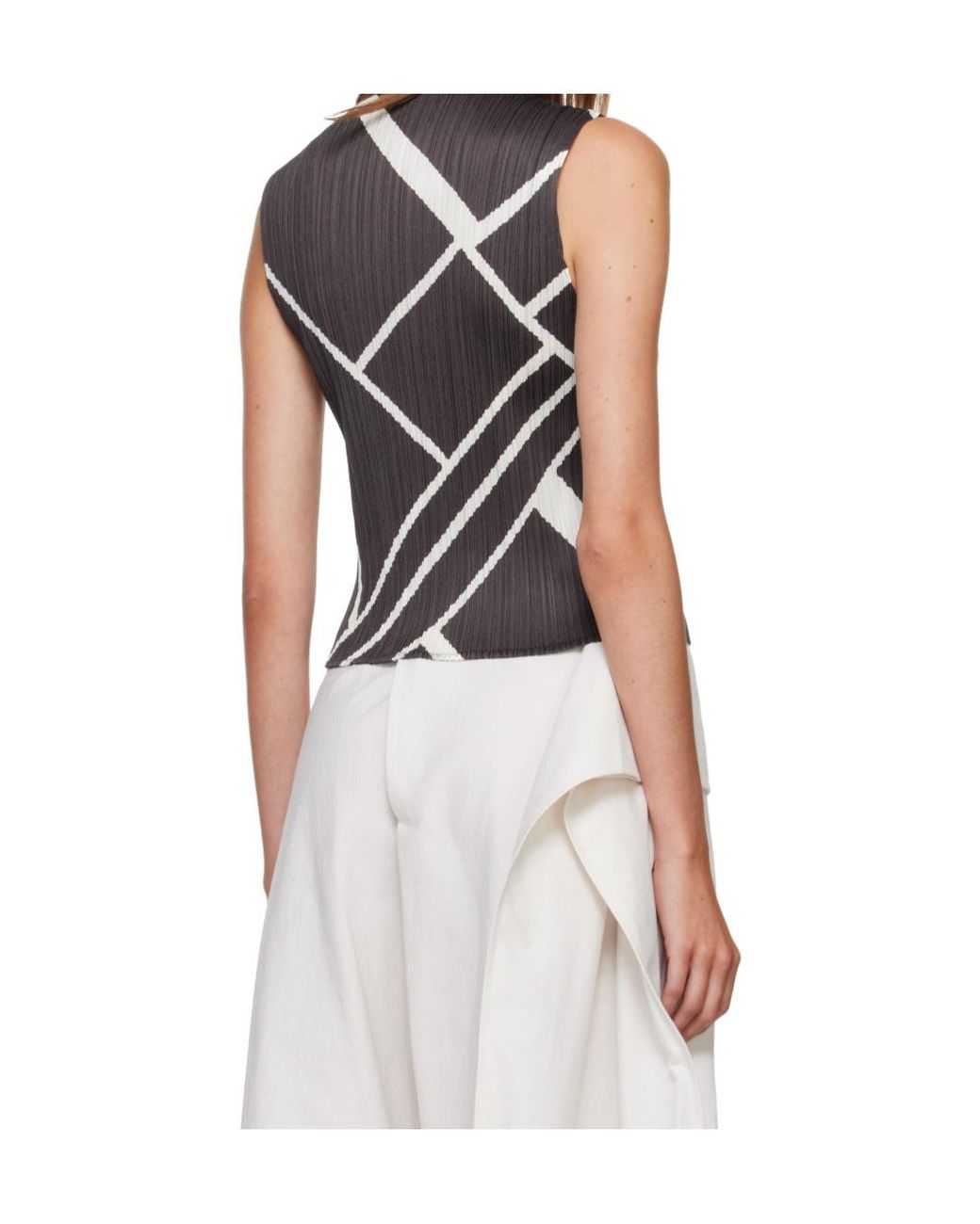 Pleats Please Issey Miyake Black Pleats Please Issey Miyake Fold Line Sleeveless Top