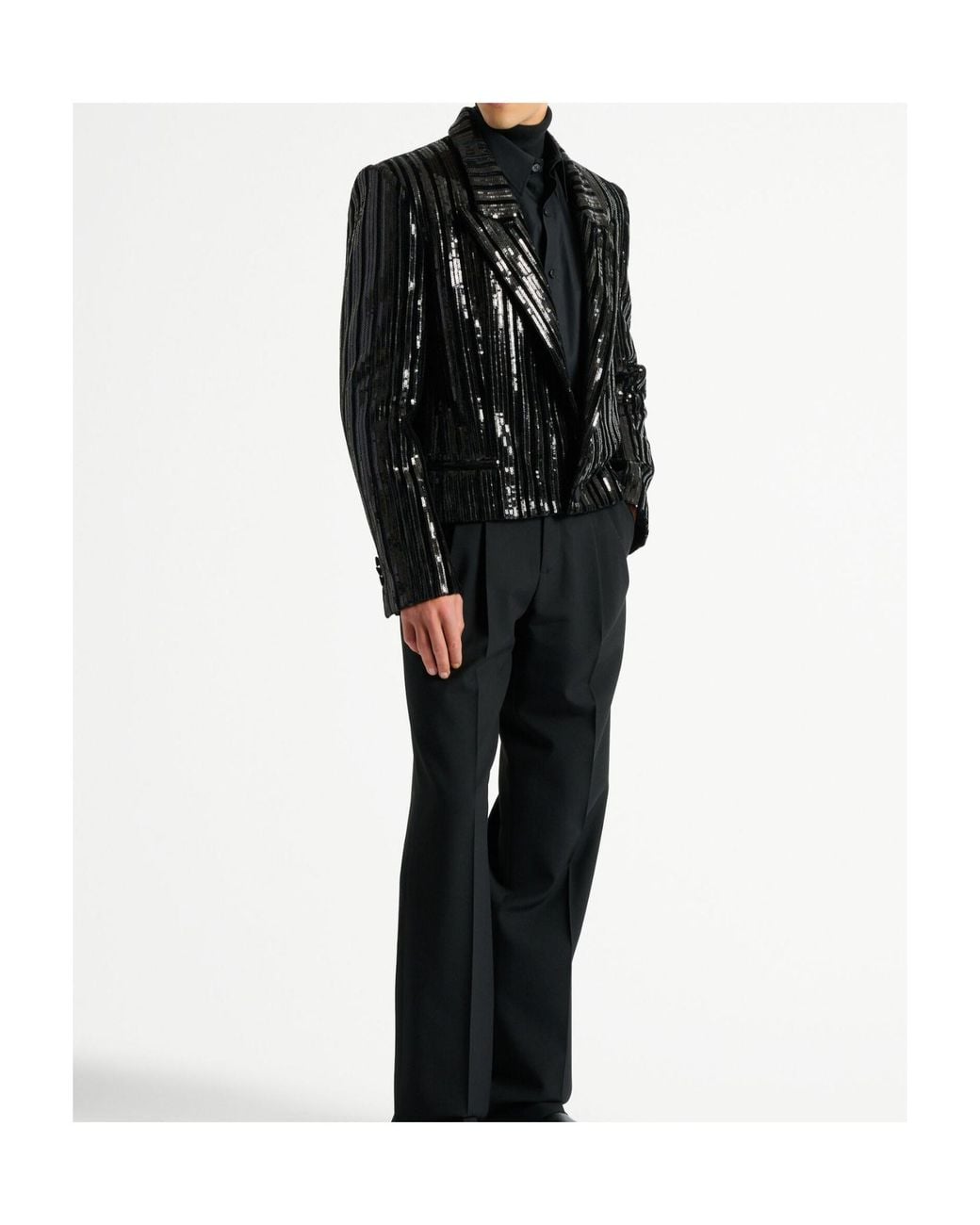 Balmain Black バルマン ストライプ スパンコール ブレザー for men