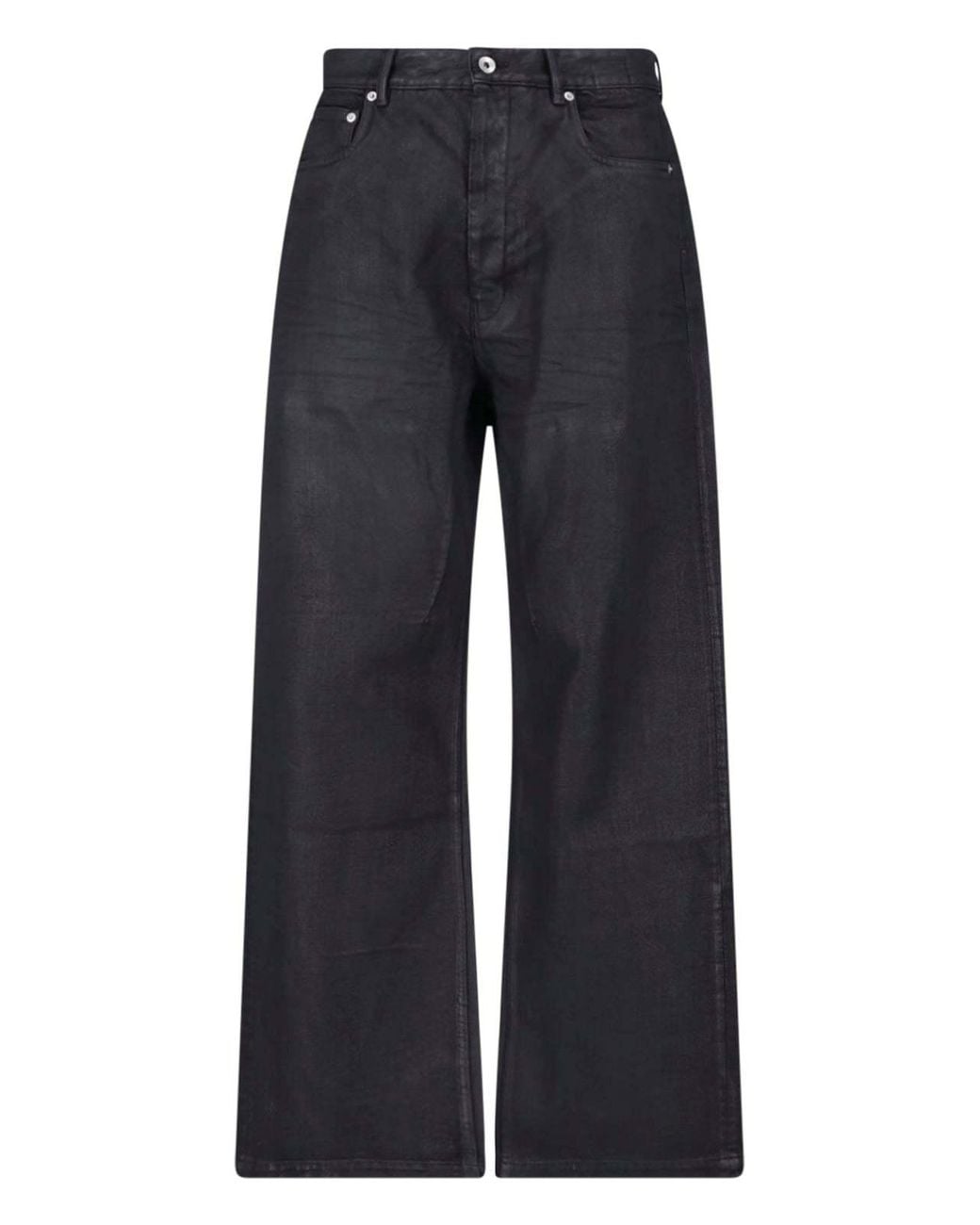 Rick Owens Black Geth Waxed Wide-Leg Jeans for men