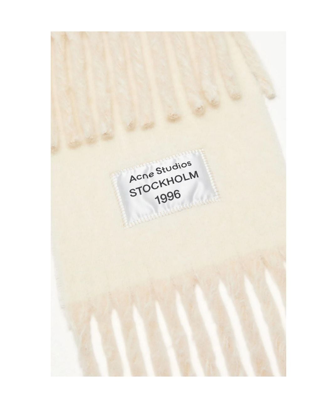 Acne White Logo Patch Fringed Scarf