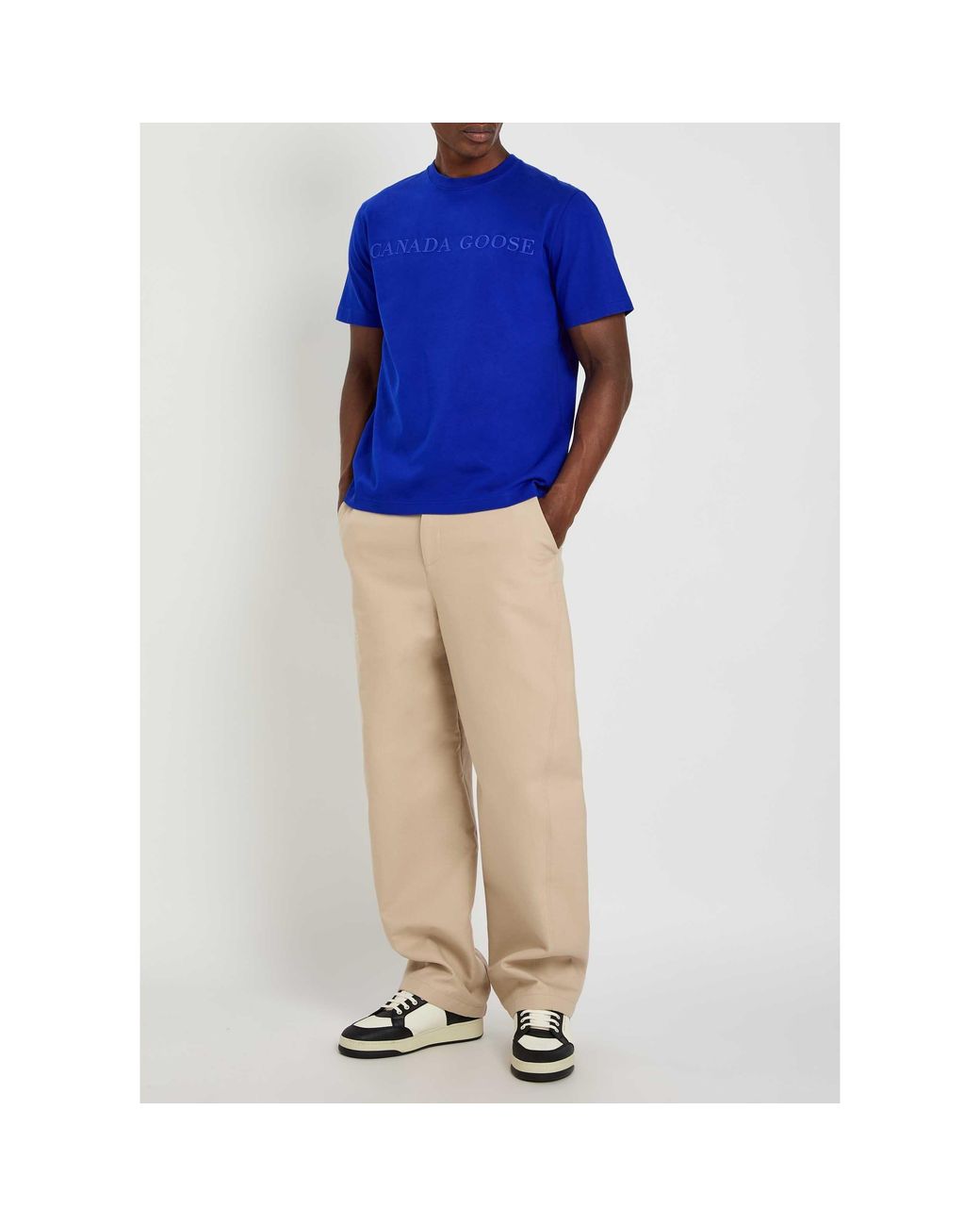 Canada Goose Blue Simple Cotton T-Shirt for men