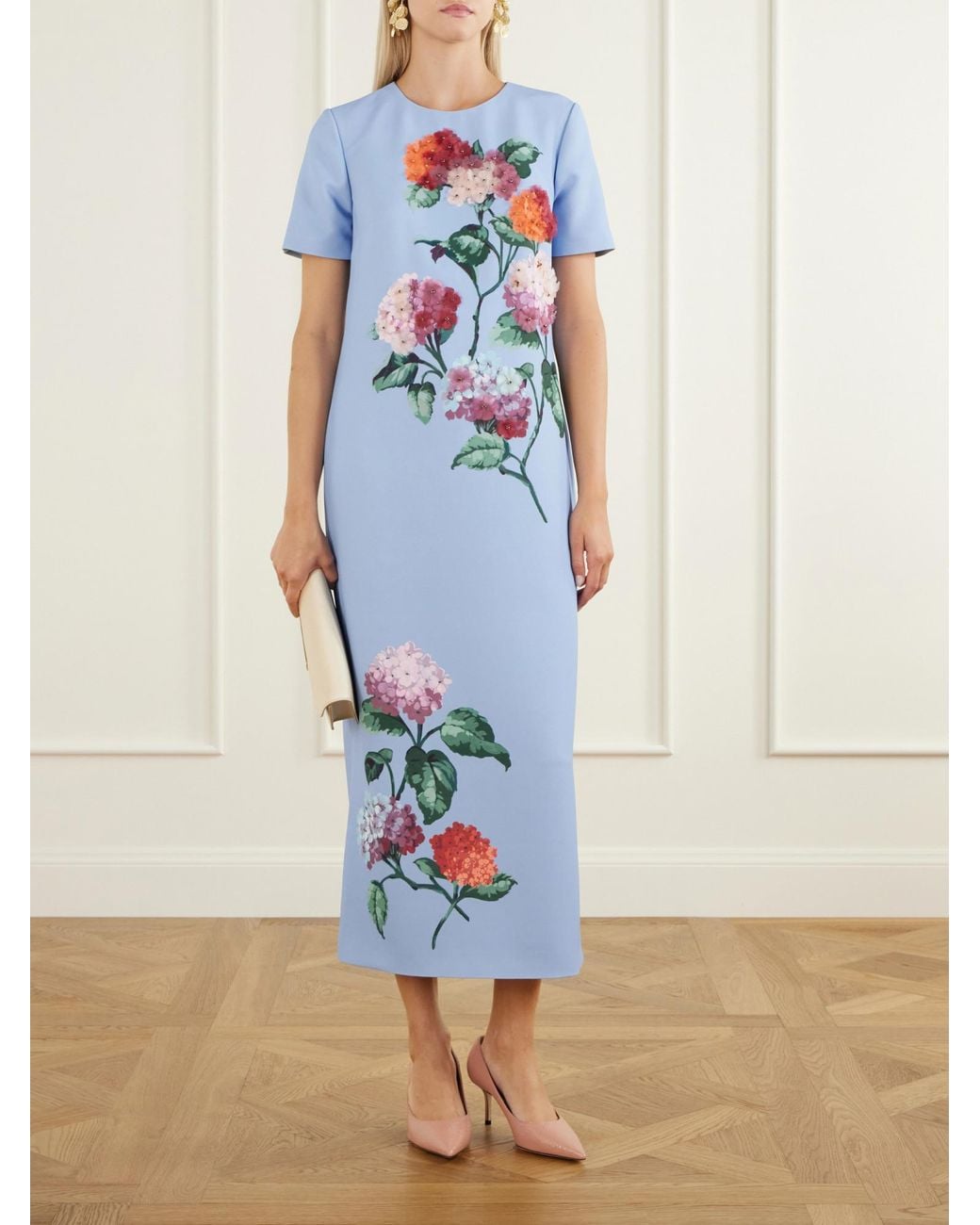 Carolina Herrera Blue Stretch-Crepe Midi Dress