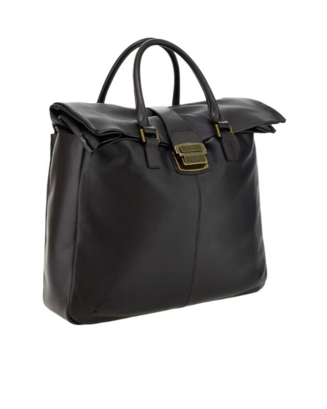 Emporio Armani Black Leather Buckle-Fastening Tote Bag for men