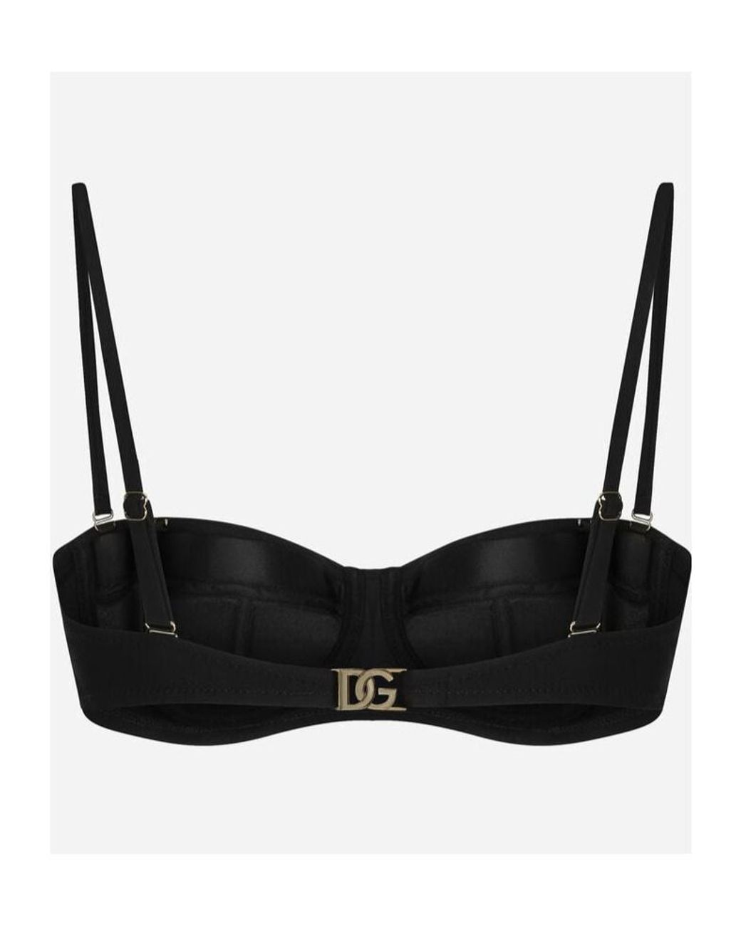 Dolce & Gabbana Black Logo-Plaque Bikini Top