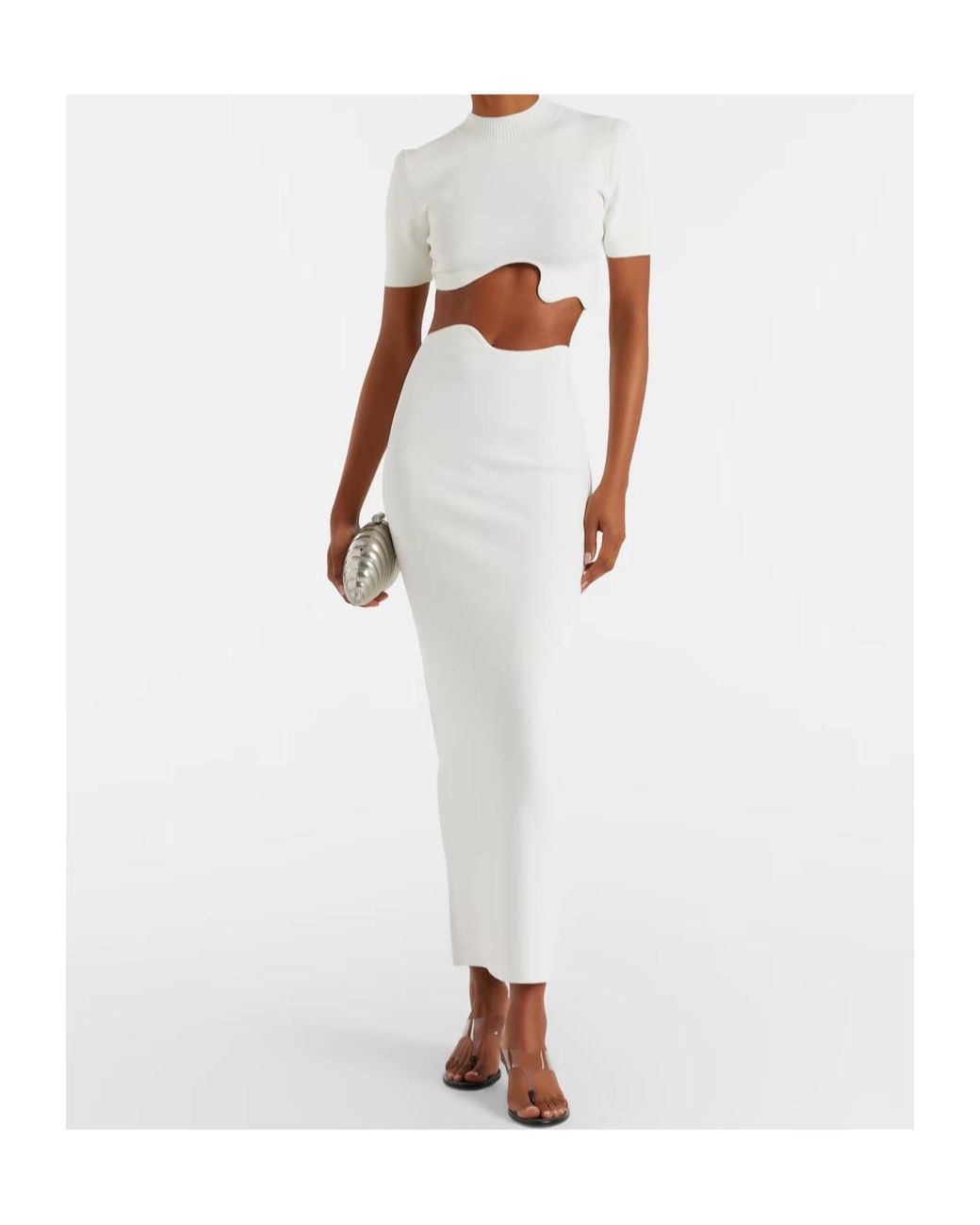 Christopher Esber White Maparadita Asymmetric Jersey Crop Top