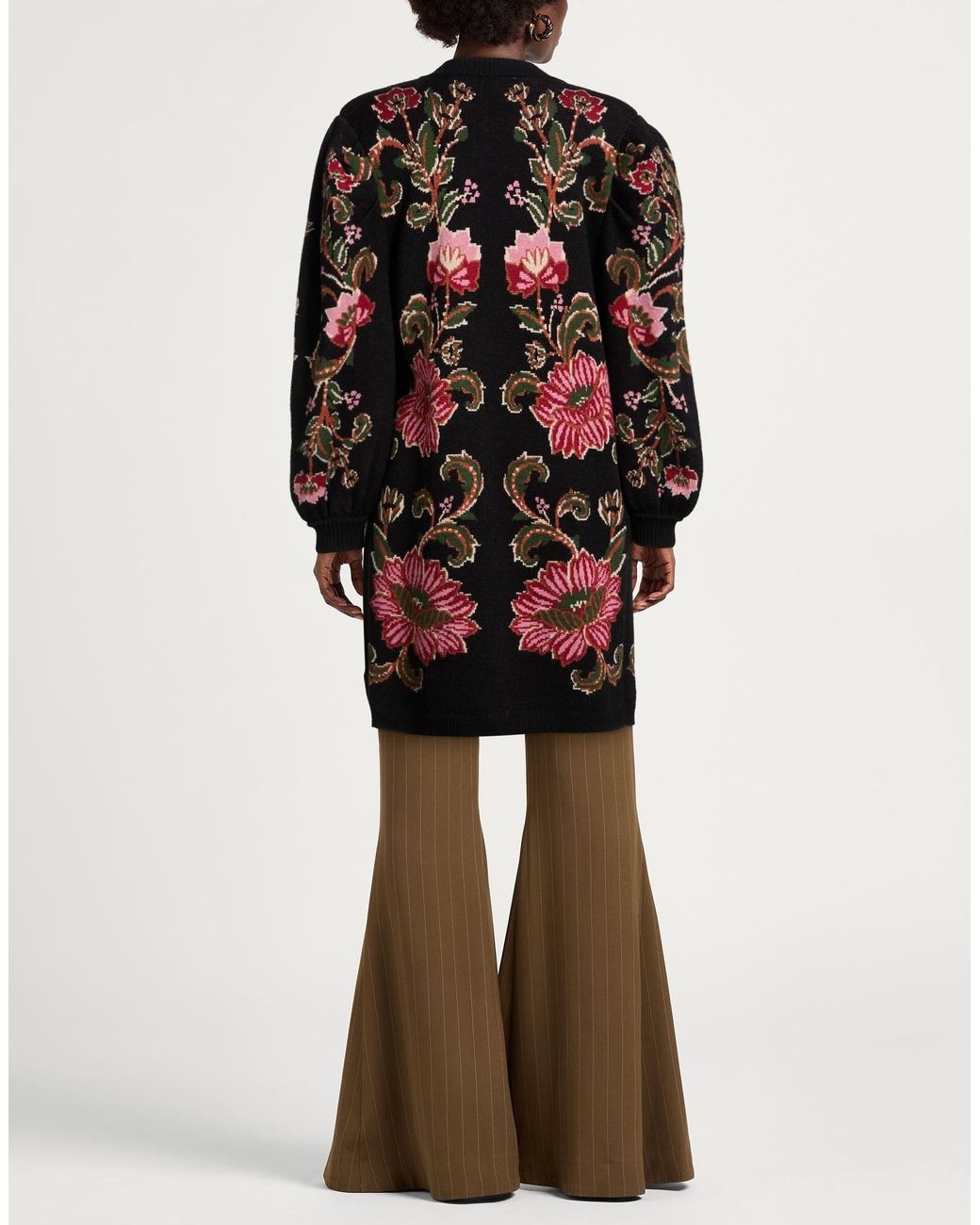 Farm Rio Black Floral-Print Cardigan