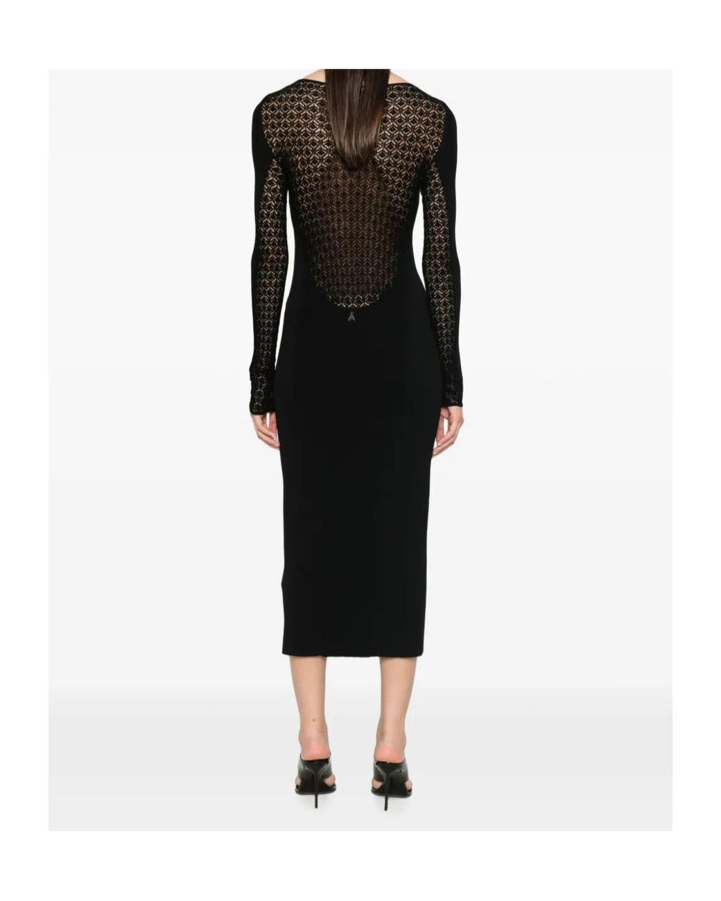 Patrizia Pepe Black Lace Panel Midi Dress