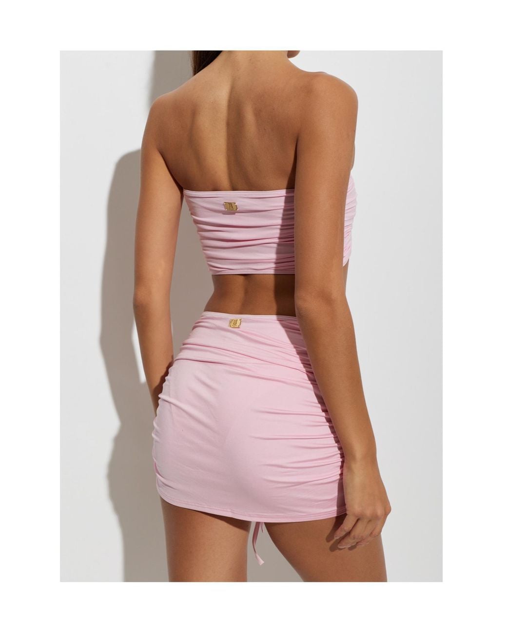 Balmain Pink Drawstring Gathered Beach Top