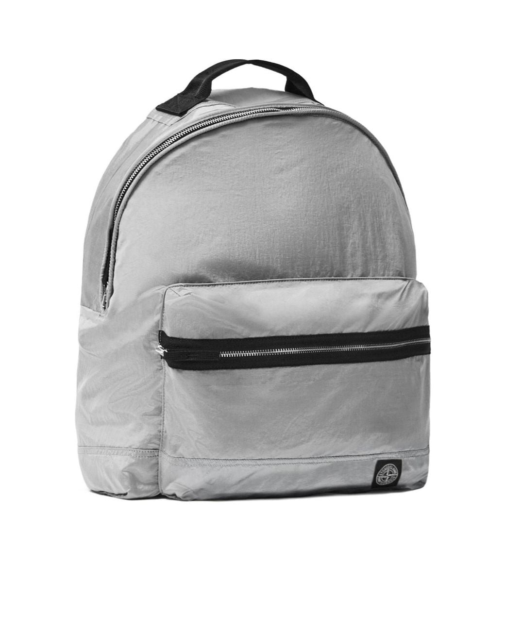Stone Island Gray Logo Patch Zipped Backpack for men
